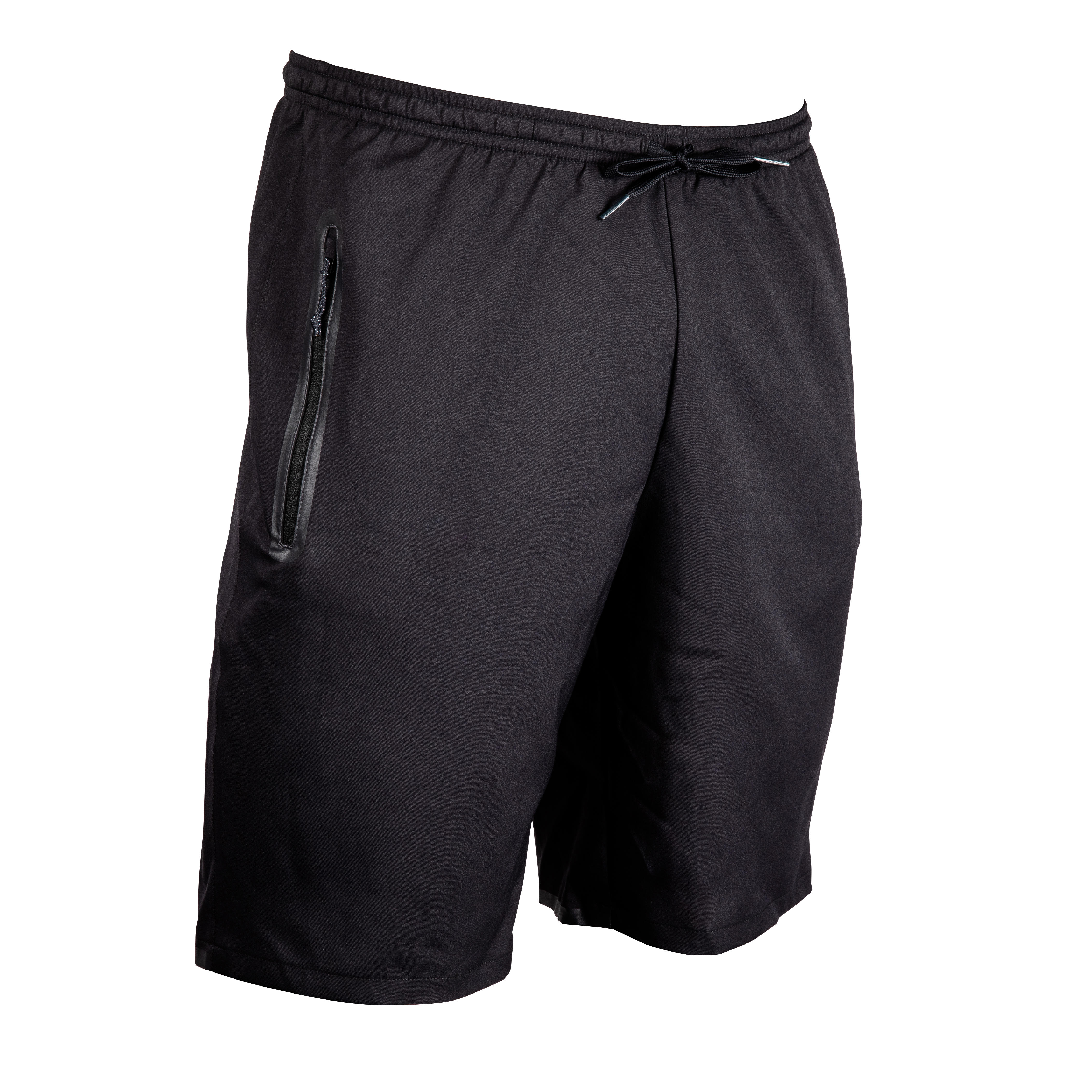 Futbalové šortky f500z s vreckami na zips čierne ČIERNA L