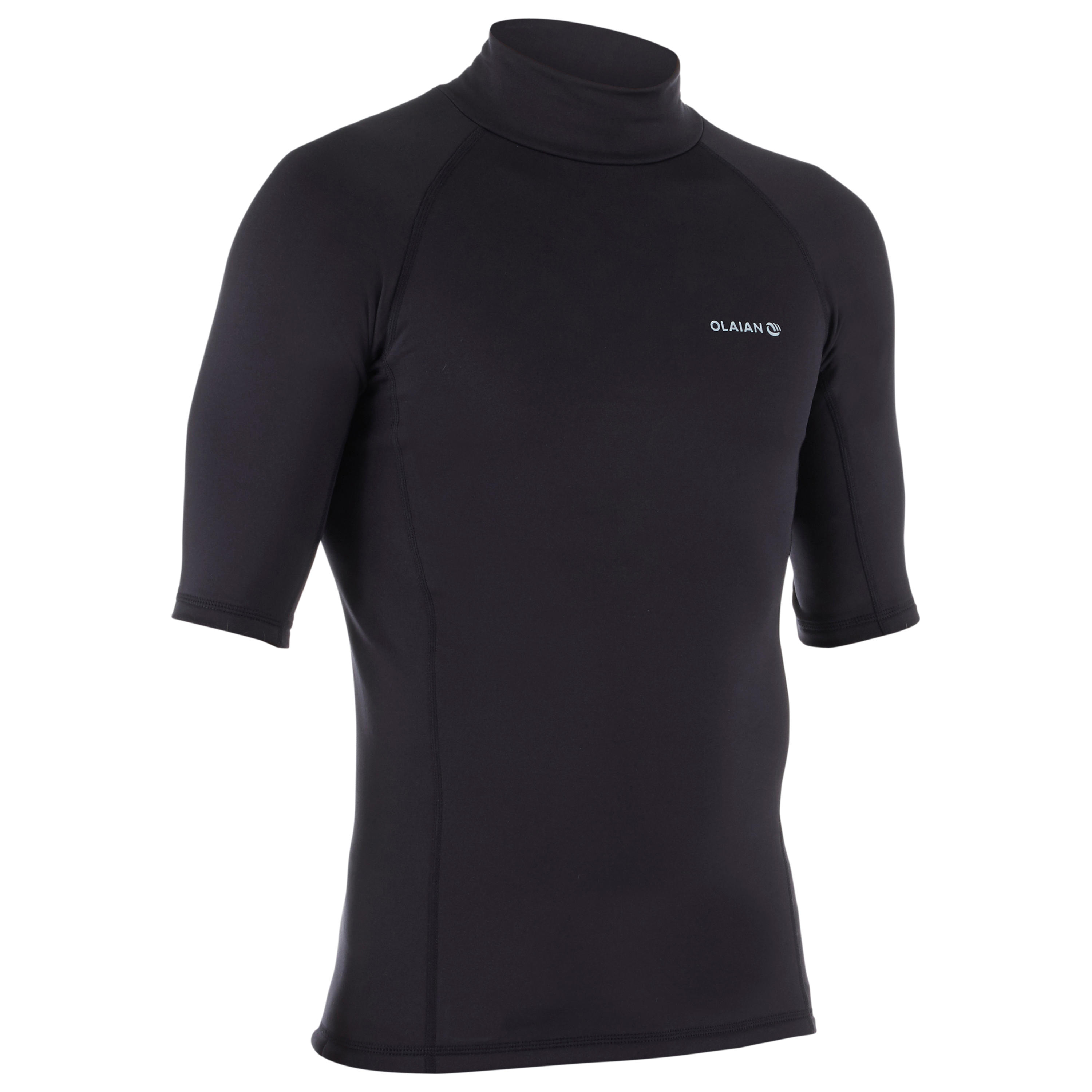 Pánske hrejivé tričko 900 proti uv žiareniu s krátkym rukávom na surf čierne ČIERNA XS