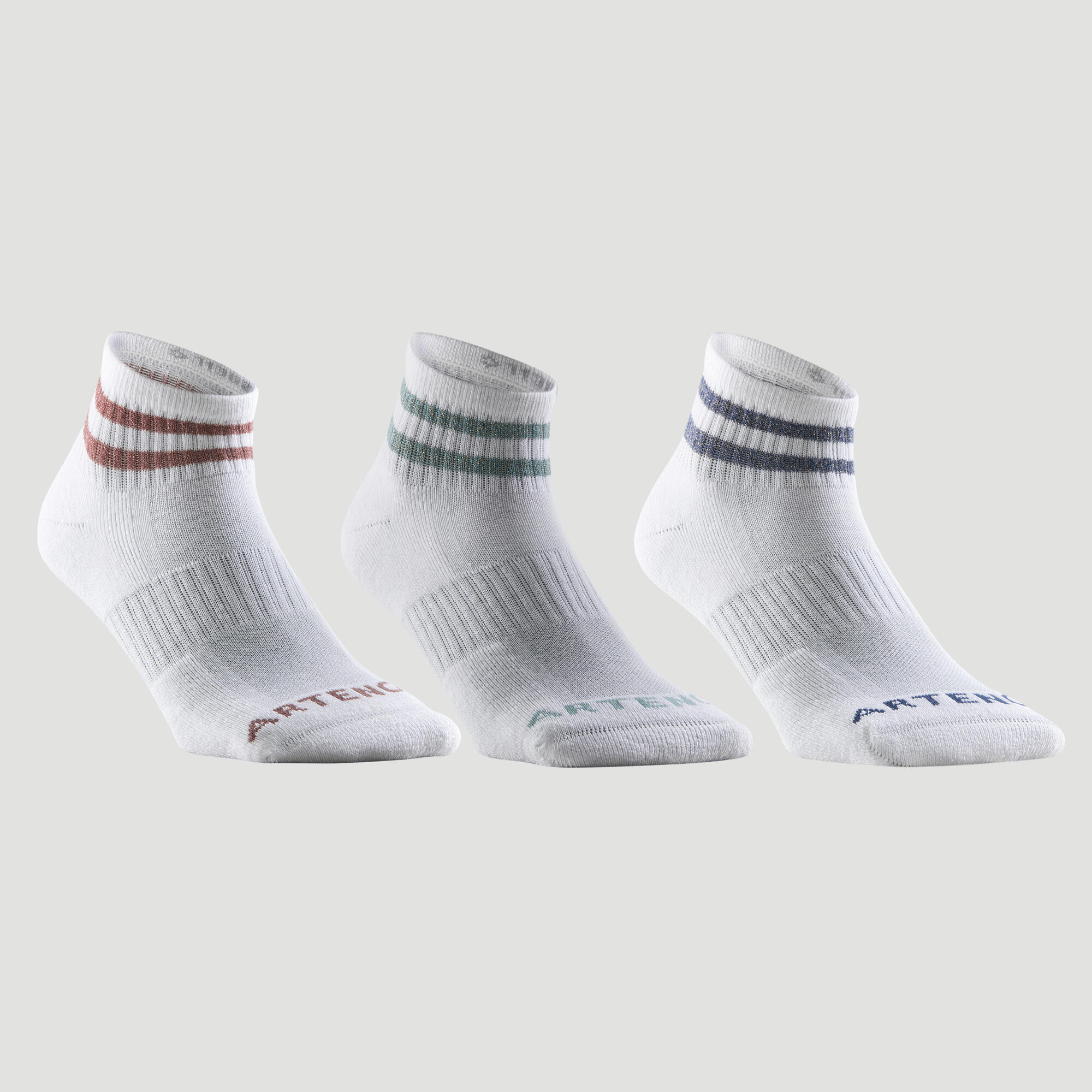 Športové ponožky stredne vysoké 3 páry BIELA 39-42