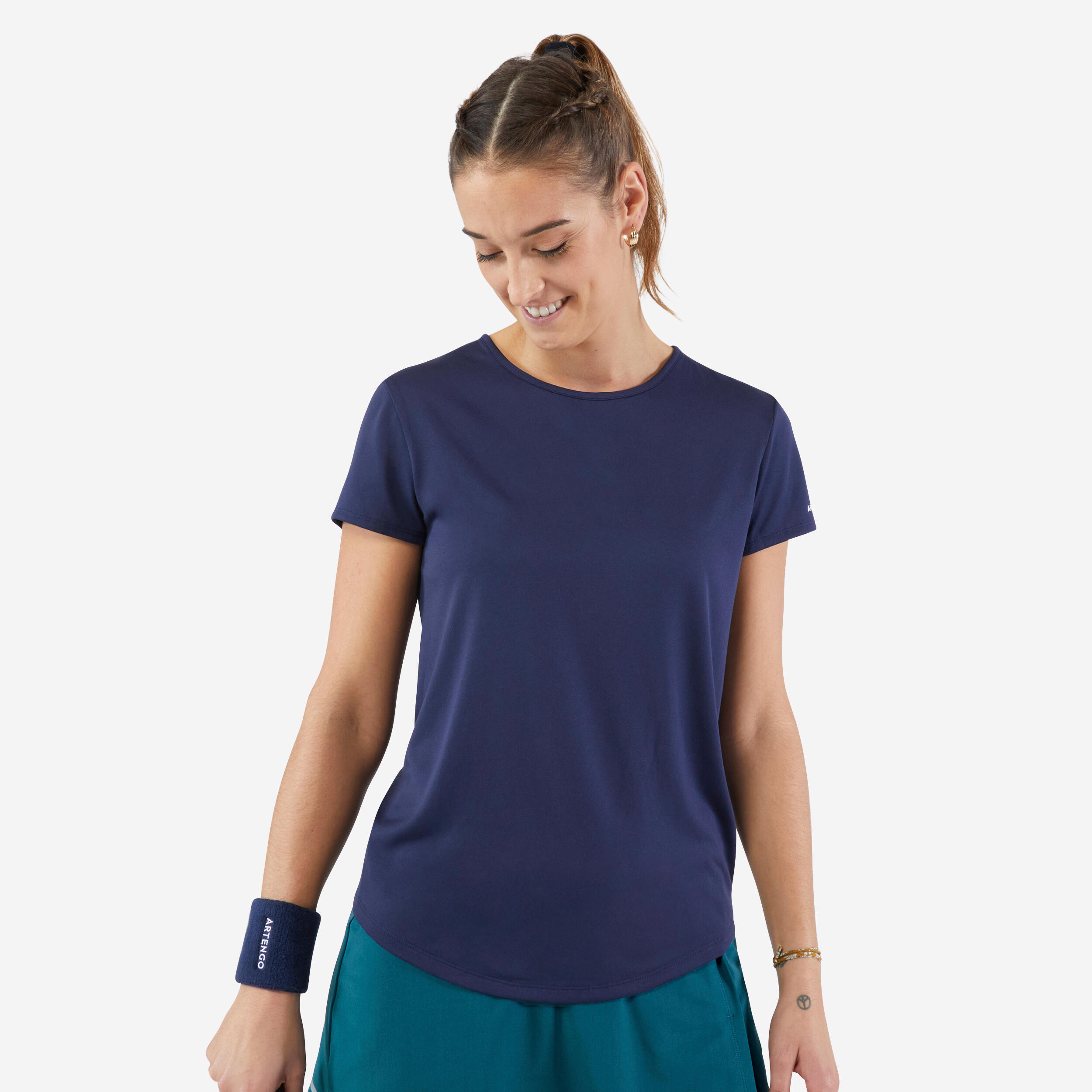 ARTENGO Dámske tenisové tričko Dry Essentiel 100 modré 875@L-XL-ARTENGO