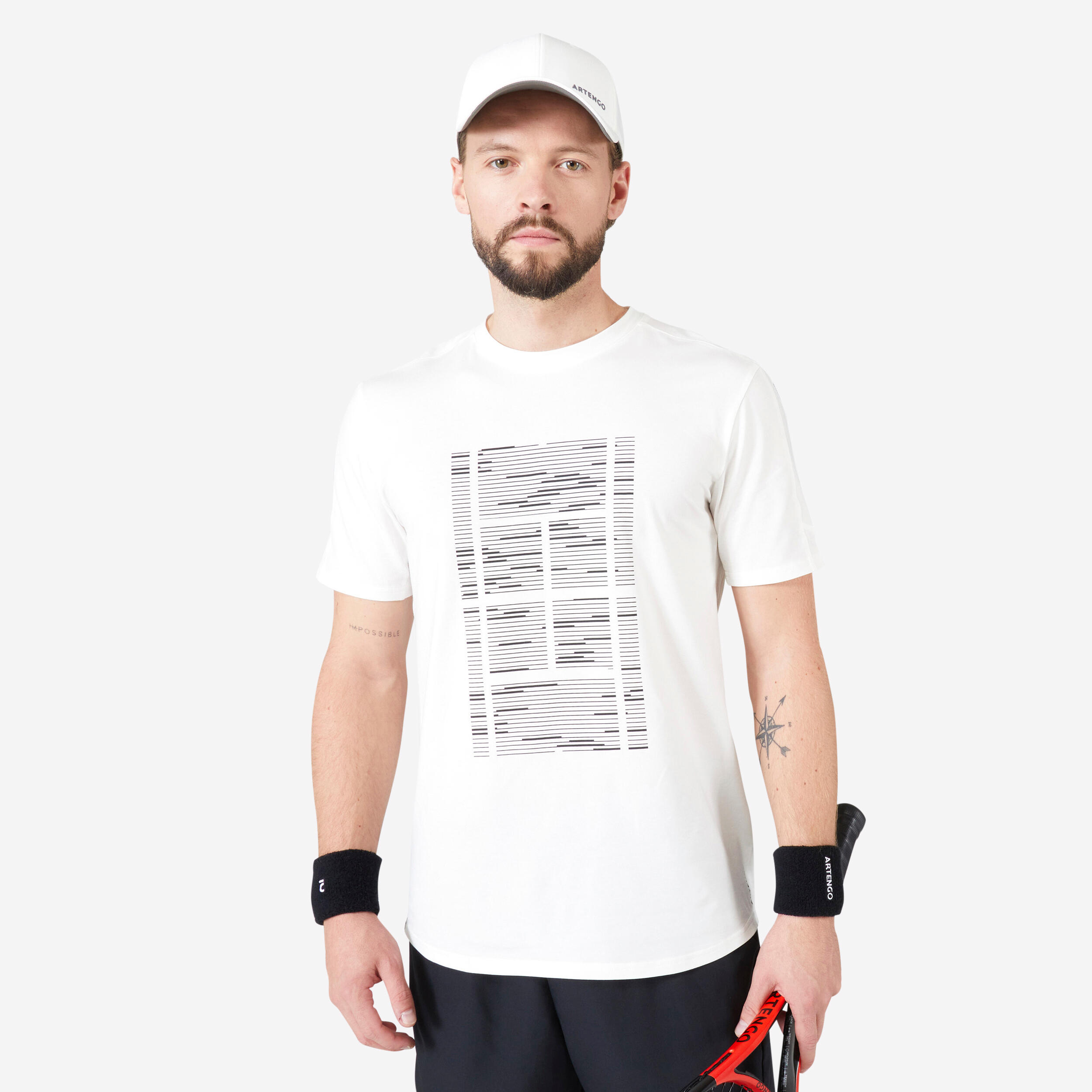 ARTENGO Pánske tričko TTS Soft na tenis biele 200@S-ARTENGO