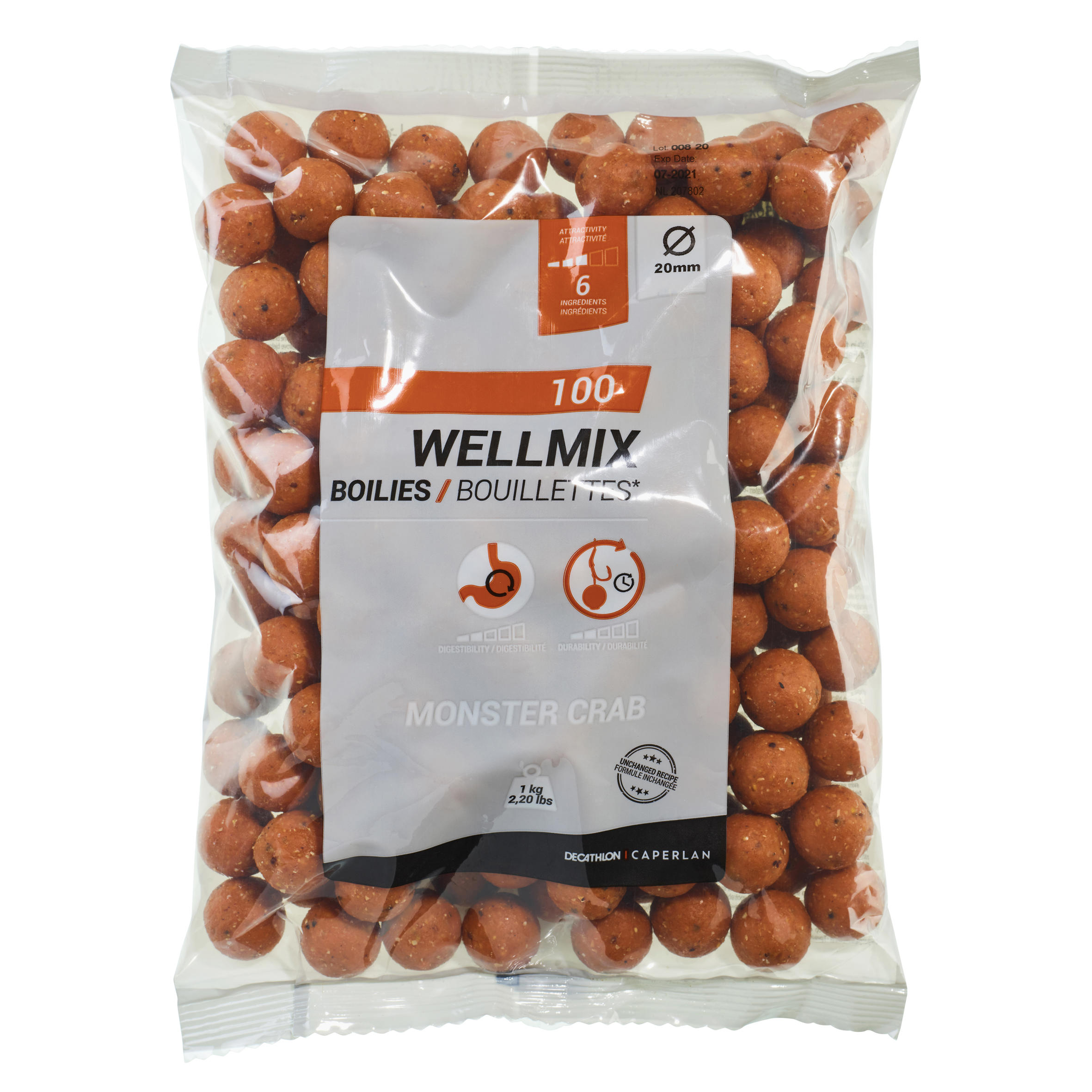CAPERLAN Boilies Wellmix 20 mm 1 kg Monster Crab-CAPERLAN