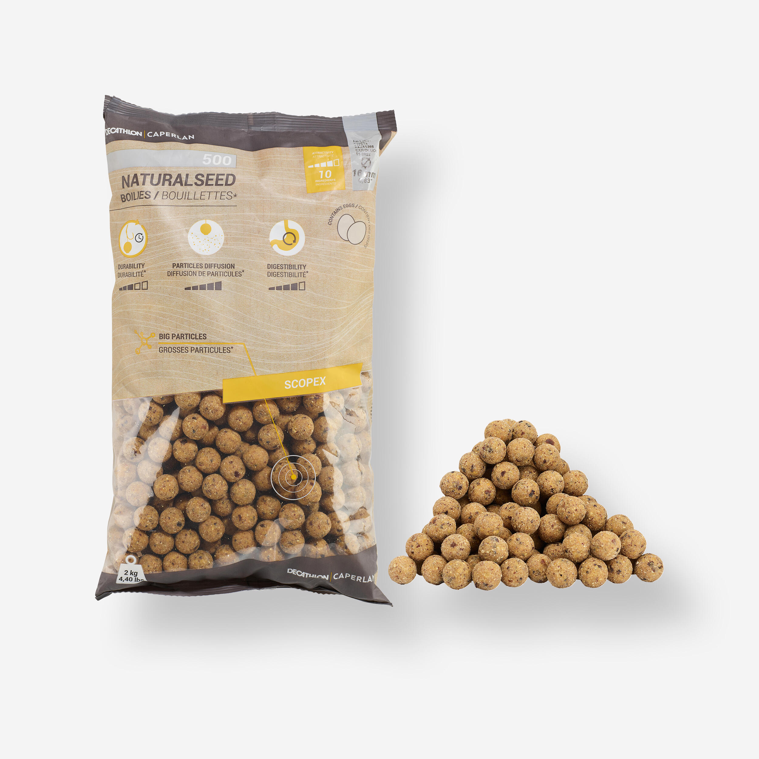 CAPERLAN Boilies na lov kapra NaturalSeed 16 mm 2 kg Scopex-CAPERLAN