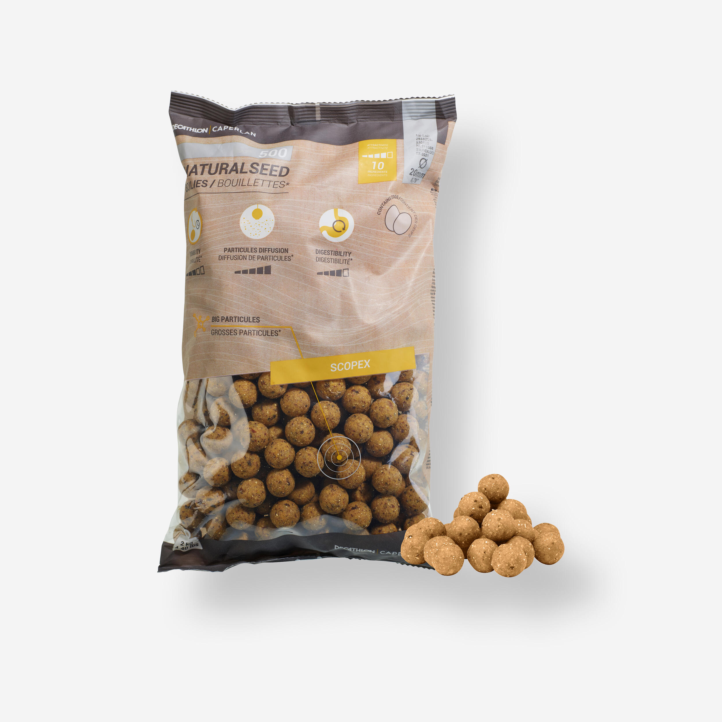 CAPERLAN Boilies na lov kapra NaturalSeed 20 mm 2 kg Scopex-CAPERLAN