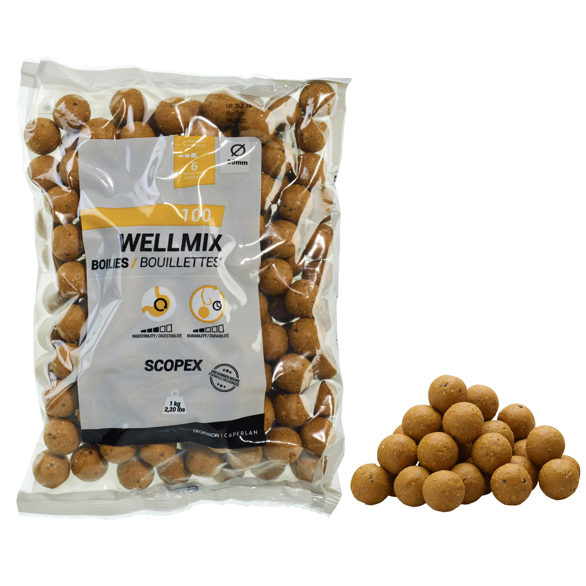 CAPERLAN Boilies na lov kapra Wellmix 20 mm 1 kg Scopex-CAPERLAN