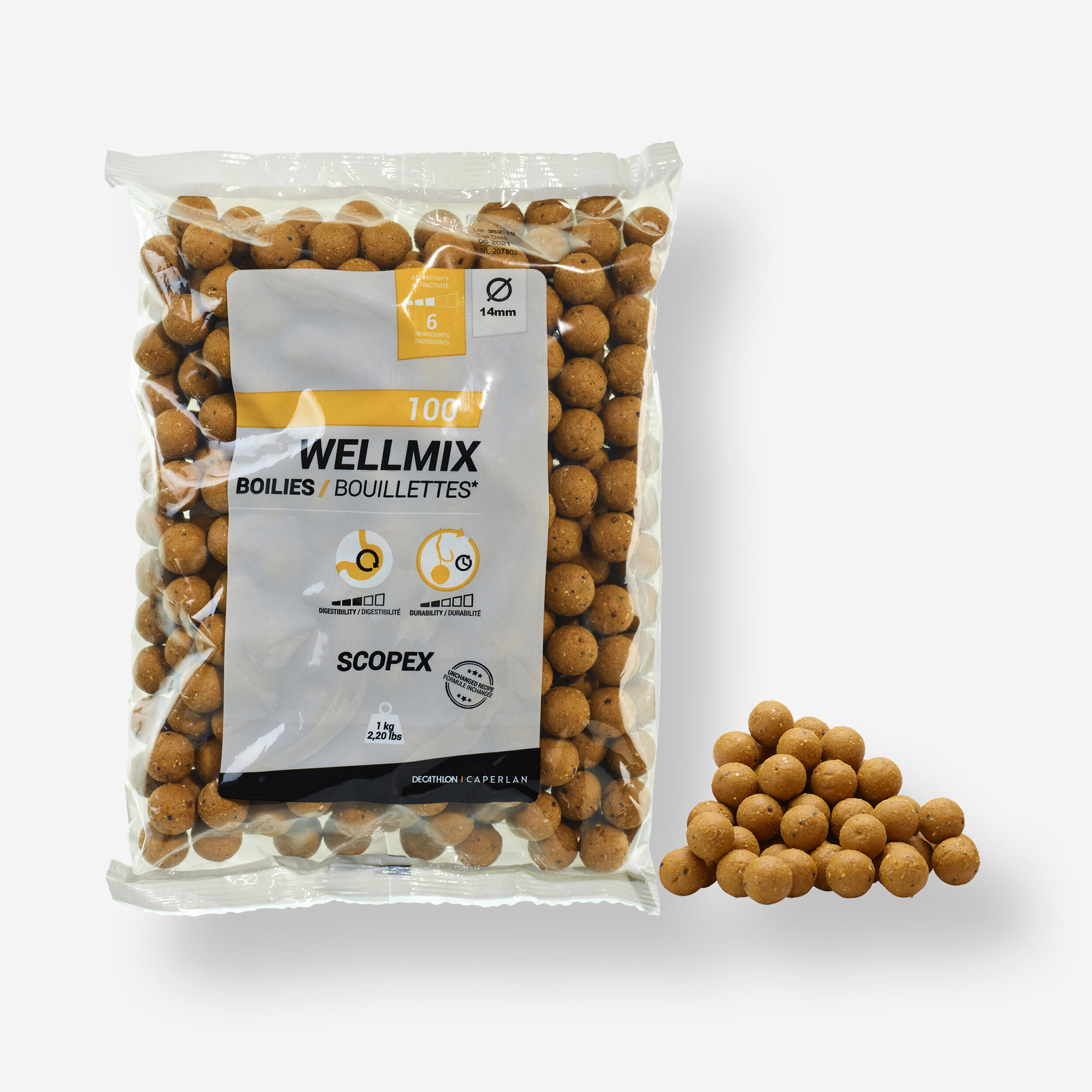 CAPERLAN Boilies na lov kapra Wellmix Scopex 14 mm 1 kg 235@UNI-CAPERLAN