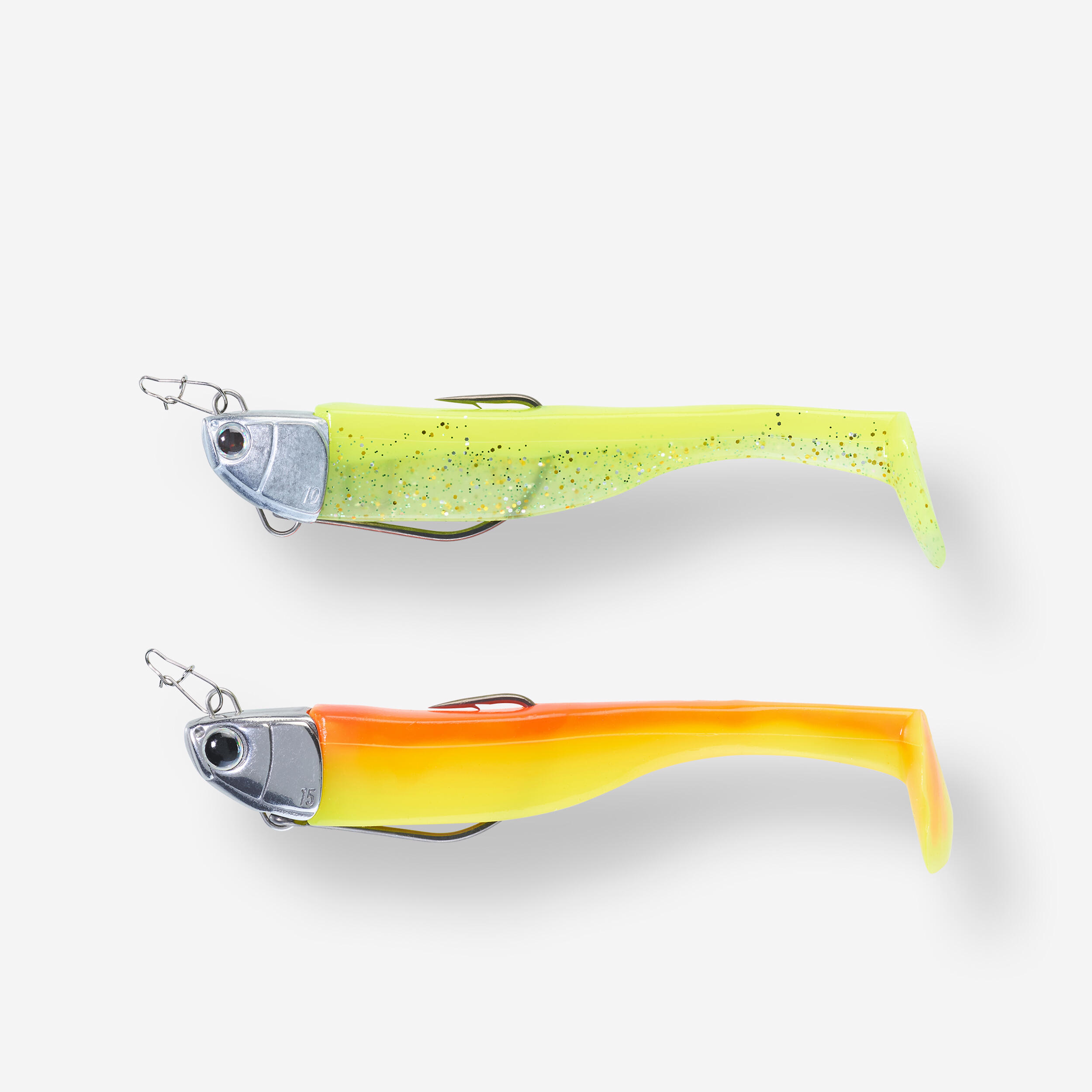 CAPERLAN Mäkká umelá nástraha shad WXM súprava Mogami 120 10/15 g fluo žltá-CAPERLAN