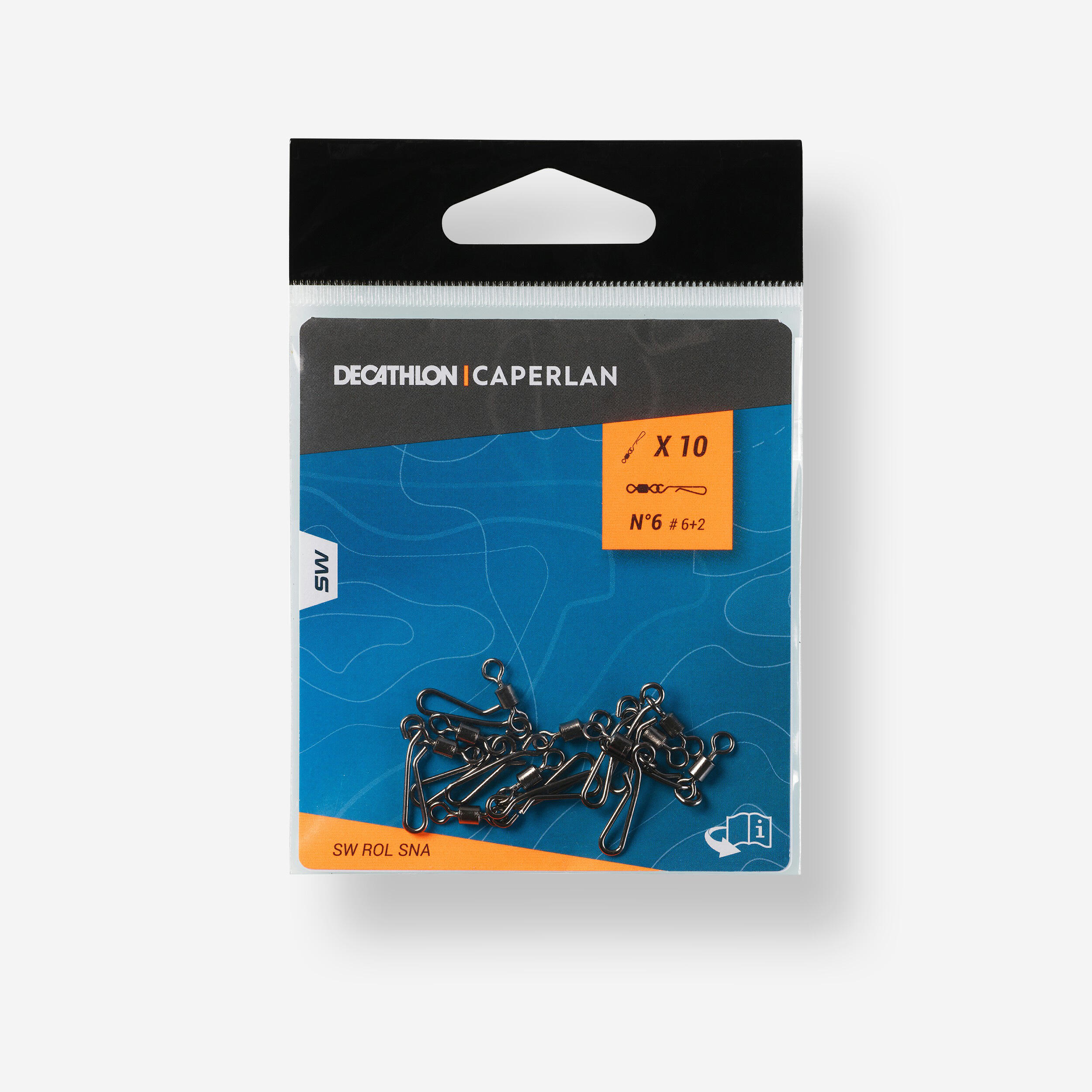 CAPERLAN Obrtlík s karabínkou na lov technikou surfcasting SW ROL SNA č. 6 čierna-CAPERLAN