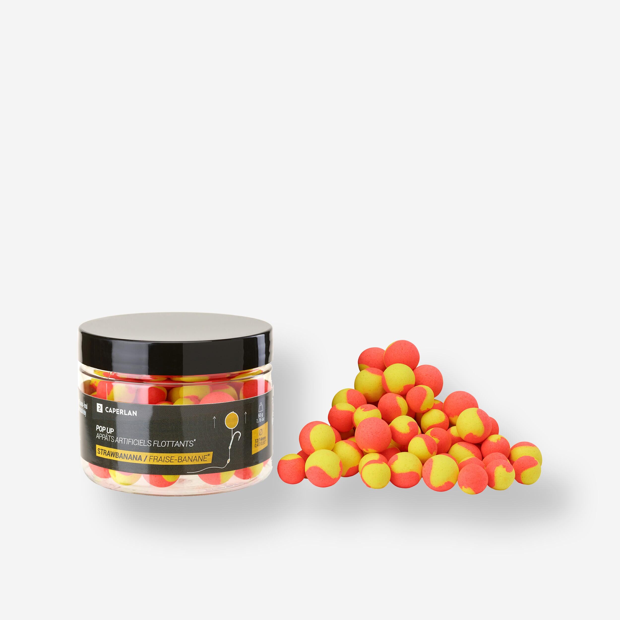 CAPERLAN Plávajúce boilies na lov kapra Pop-ups 12-14 mm Strawbanana-CAPERLAN