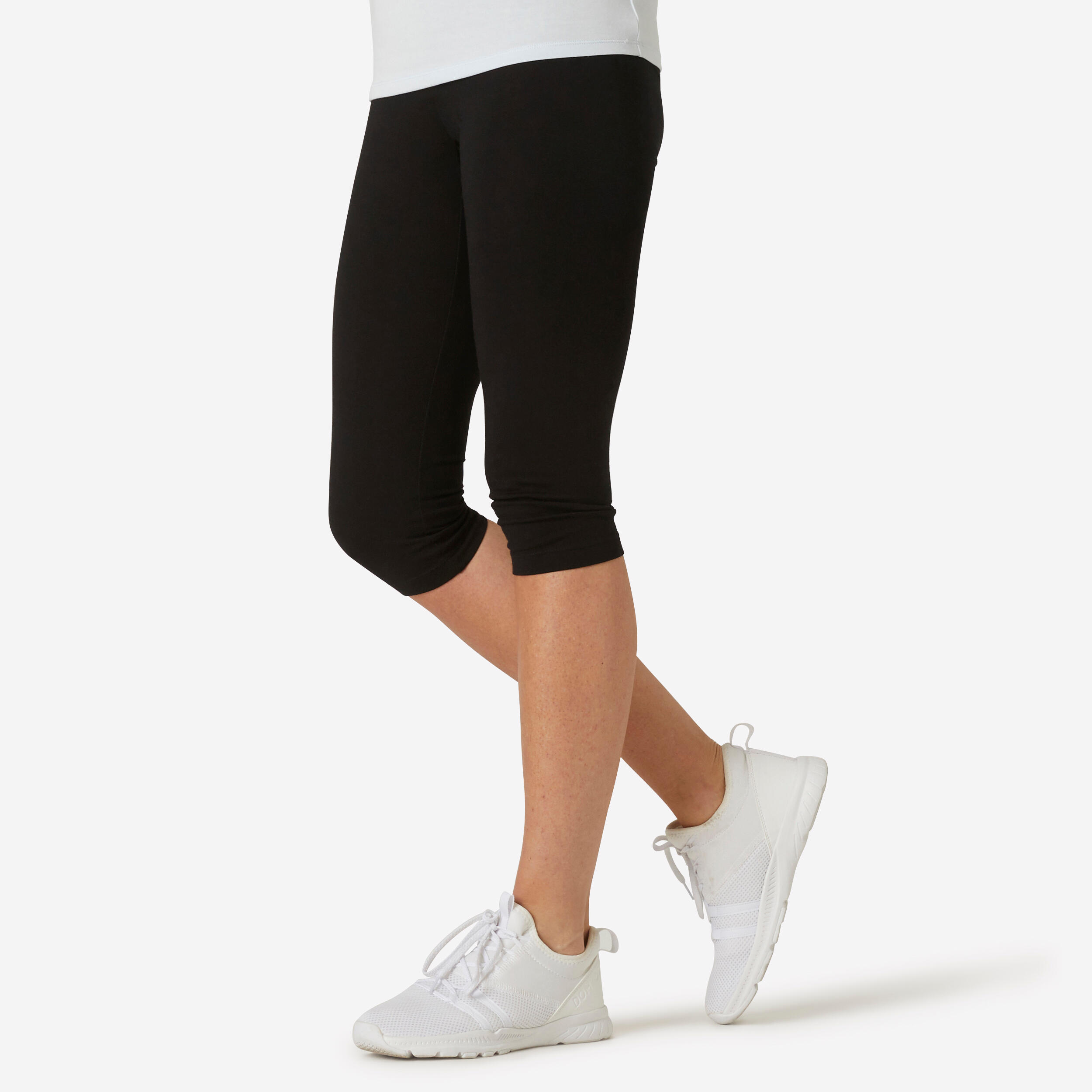 DOMYOS Dámske 3/4 legíny 500 Slim na džoging a fitnes čierne 343@M W30 L31-DOMYOS
