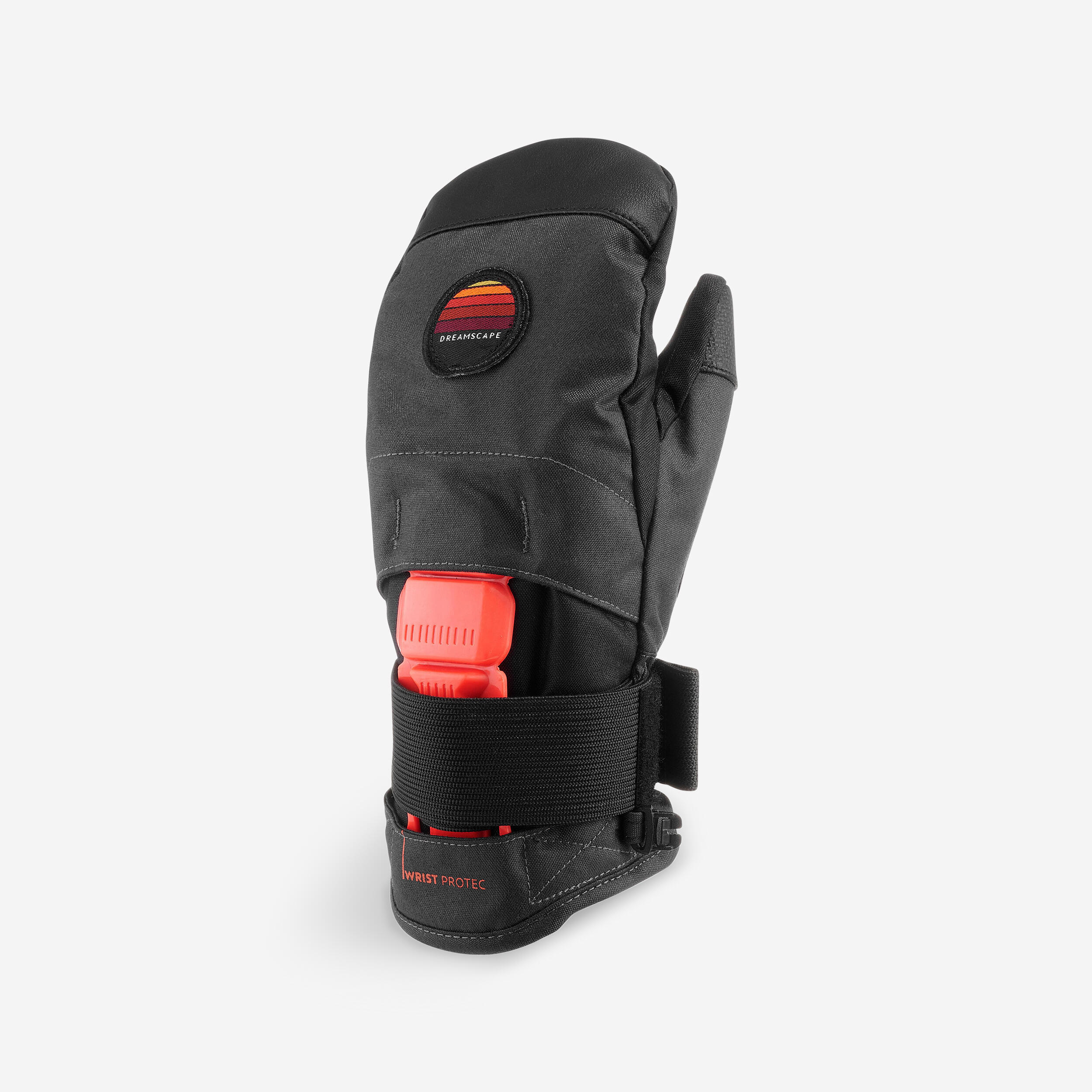 DREAMSCAPE Detské palčiaky MI 500 Protect na snowboard čierne šedá 280@8 rokov-DREAMSCAPE