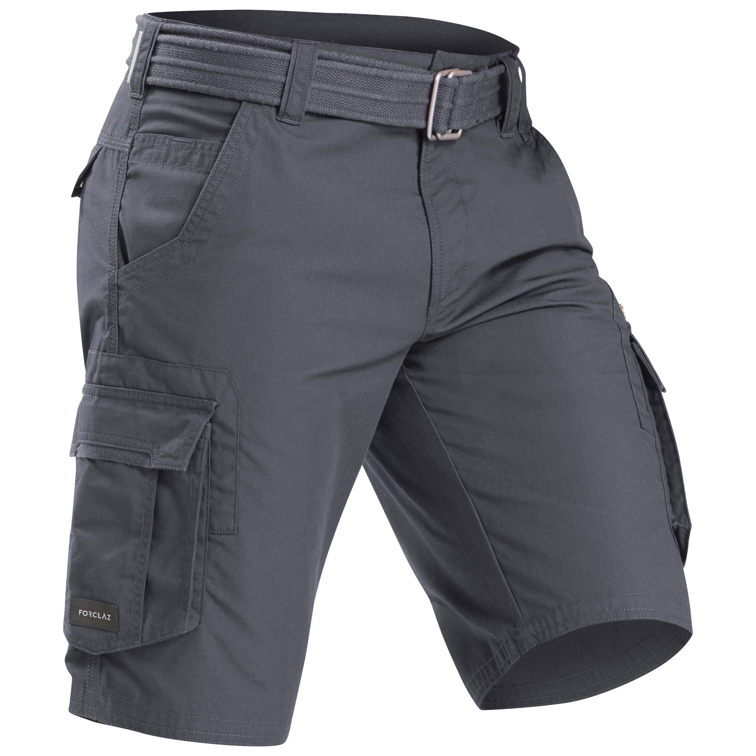 FORCLAZ Pánske trekingové šortky Travel 100 sivé šedá 340@XL-2XL-FORCLAZ