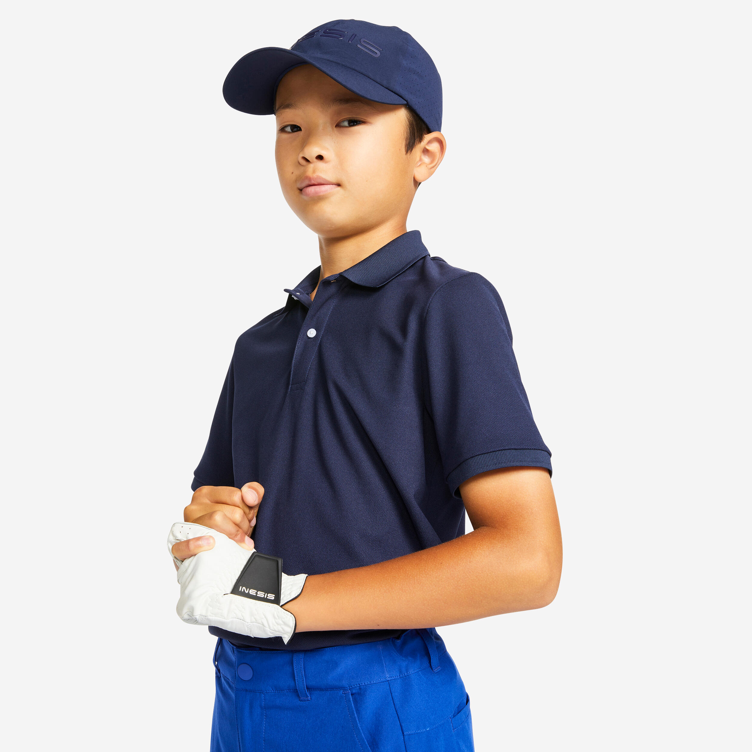 INESIS Detská golfová polokošeľa do mierneho počasia tmavomodrá 280@8-9 r 131-140 cm-INESIS