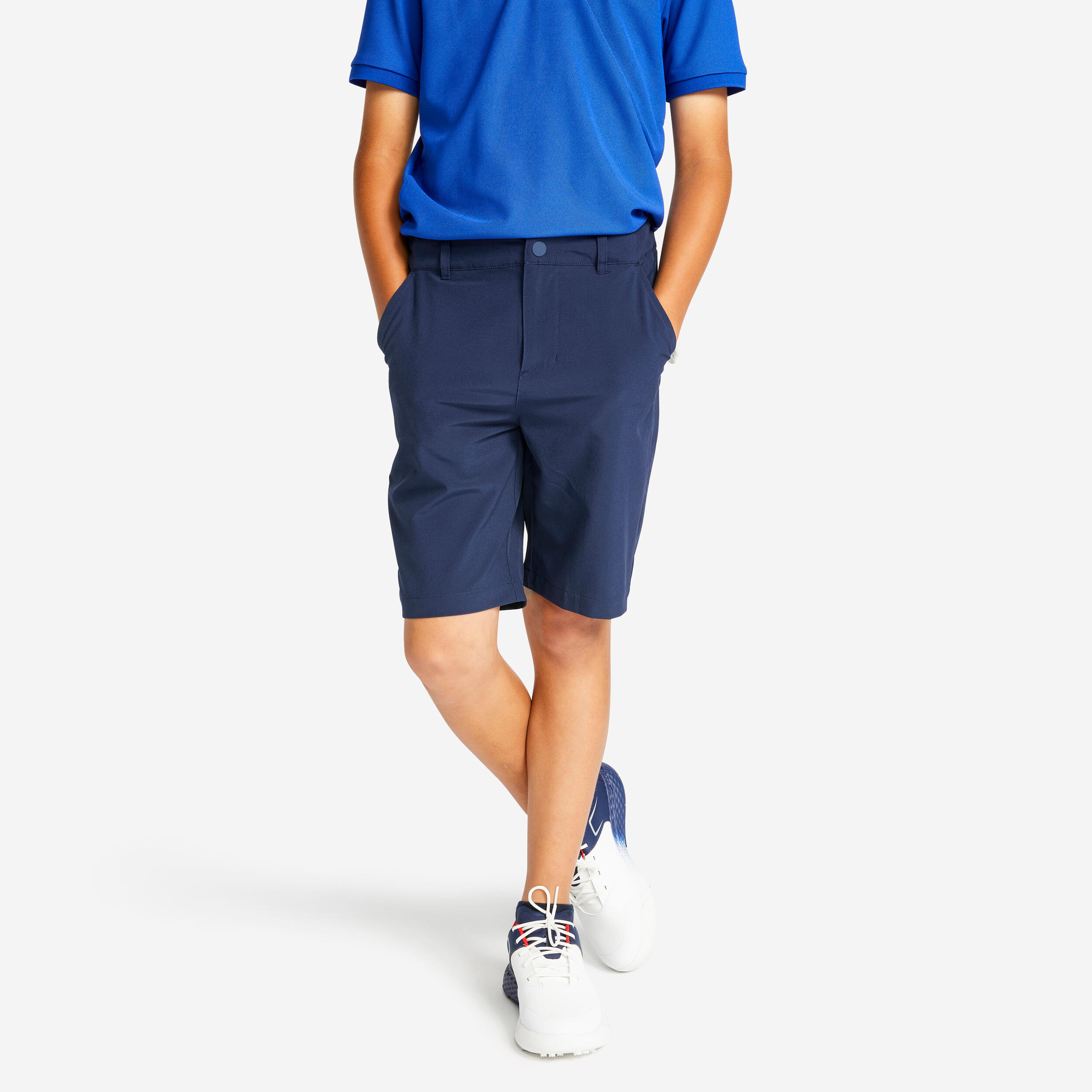 INESIS Detské golfové šortky MW500 tmavomodré 280@10-11 r 141-150 cm-INESIS