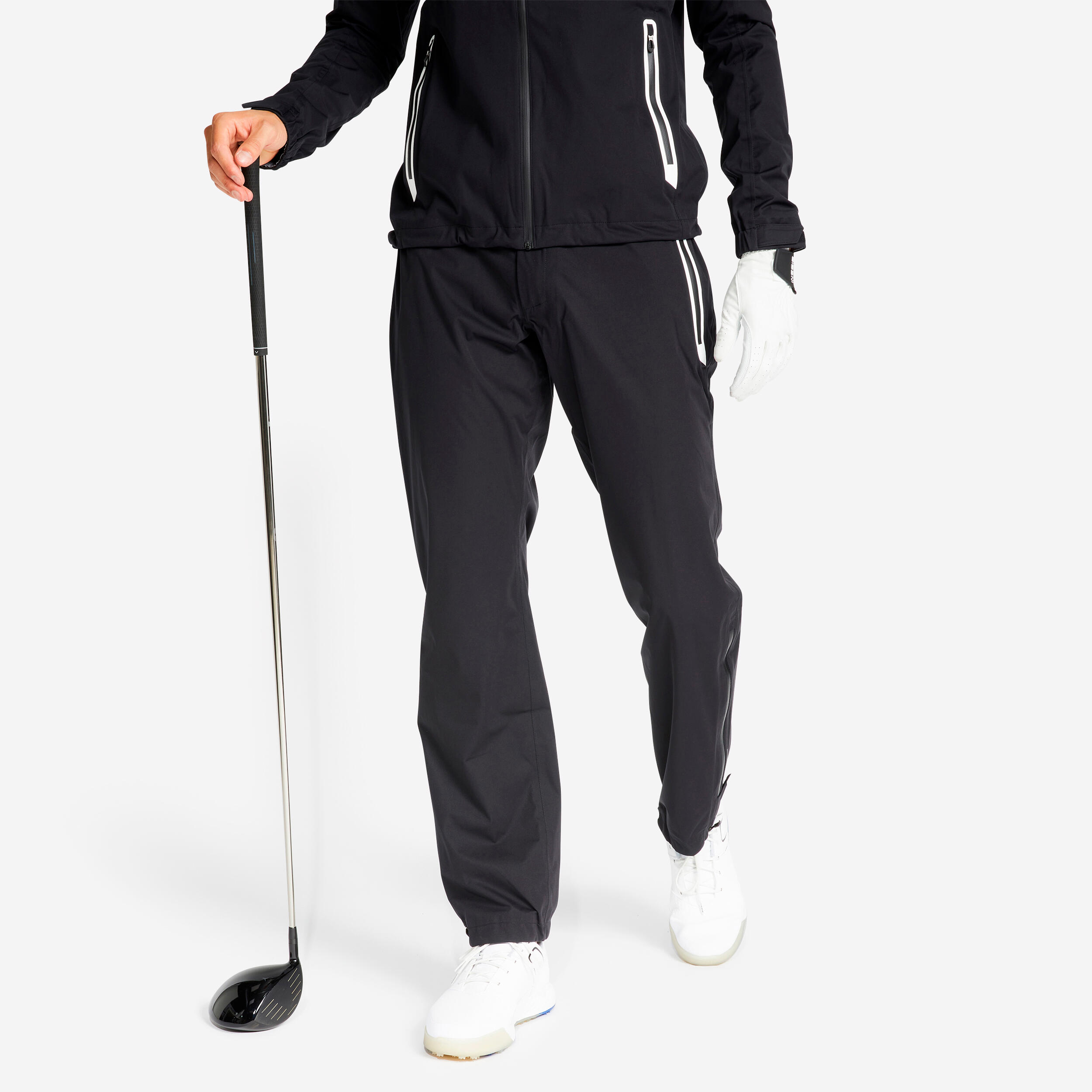INESIS Pánske golfové nohavice do dažďa RW500 čierne 340@M L33-INESIS