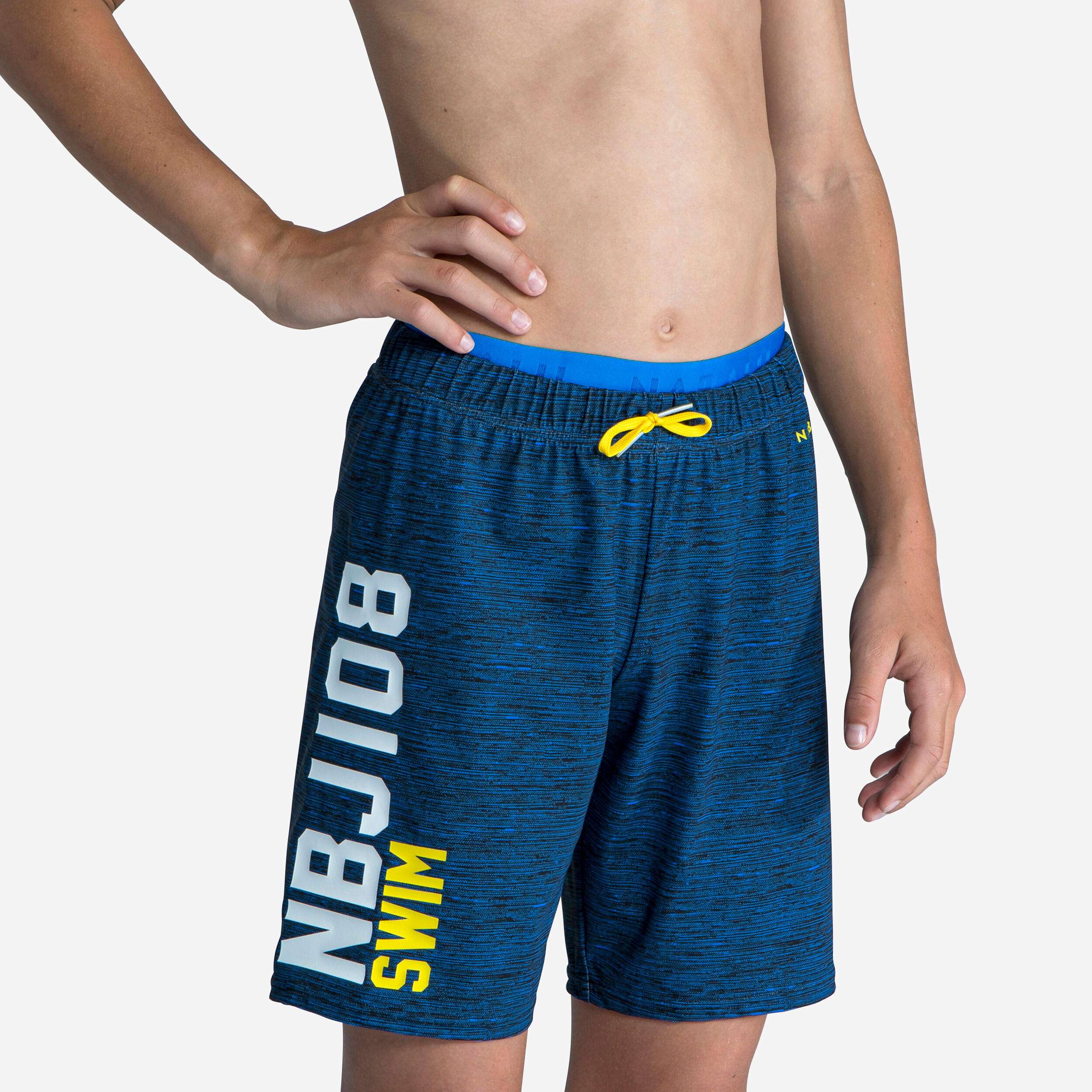 NABAIJI Chlapčenské šortkové plavky 100 dlhé modré čierna 280@5-6 r 113-122 cm-NABAIJI