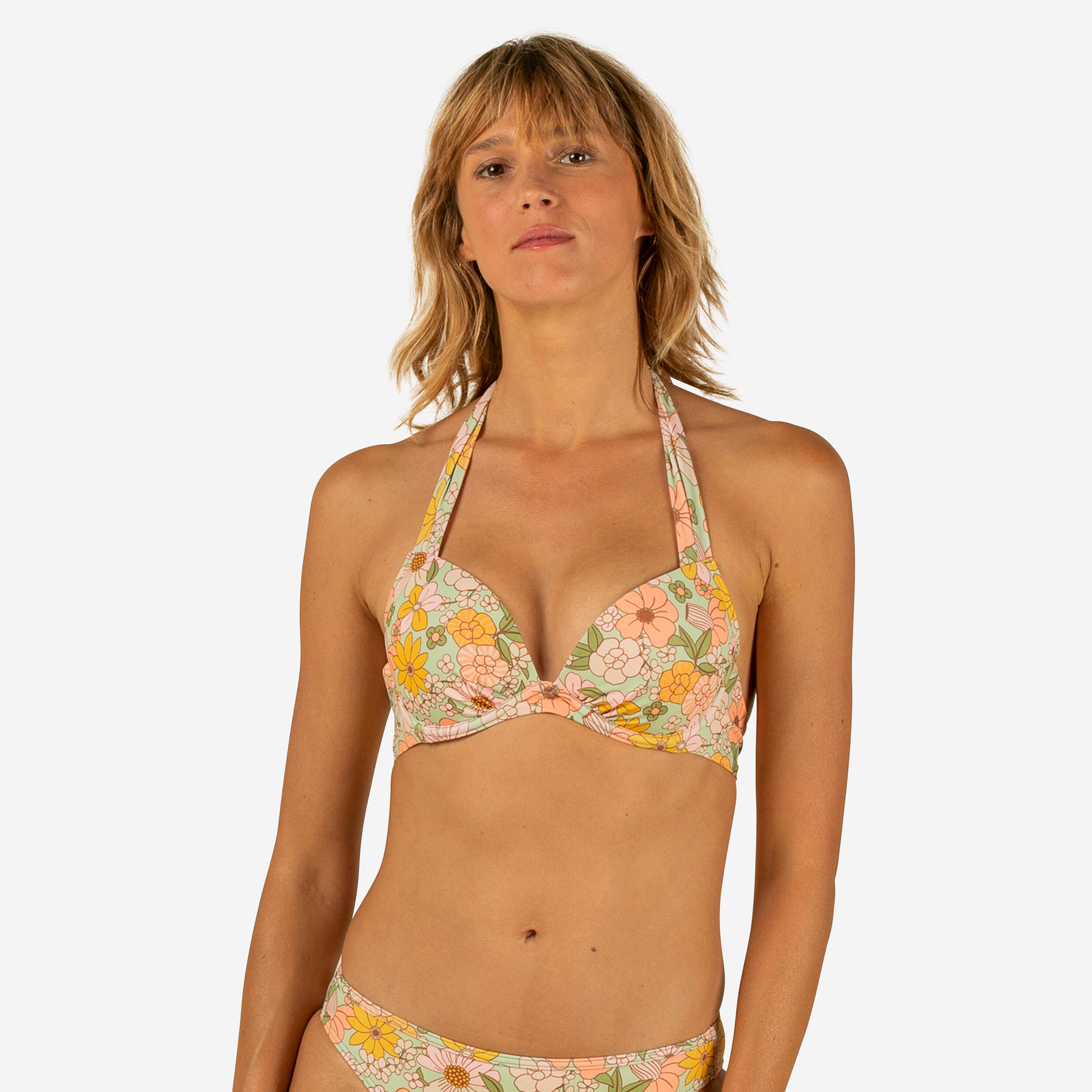 OLAIAN Dámske plavky Elena Vintage vrchný diel push-up zelená 303@75C-OLAIAN