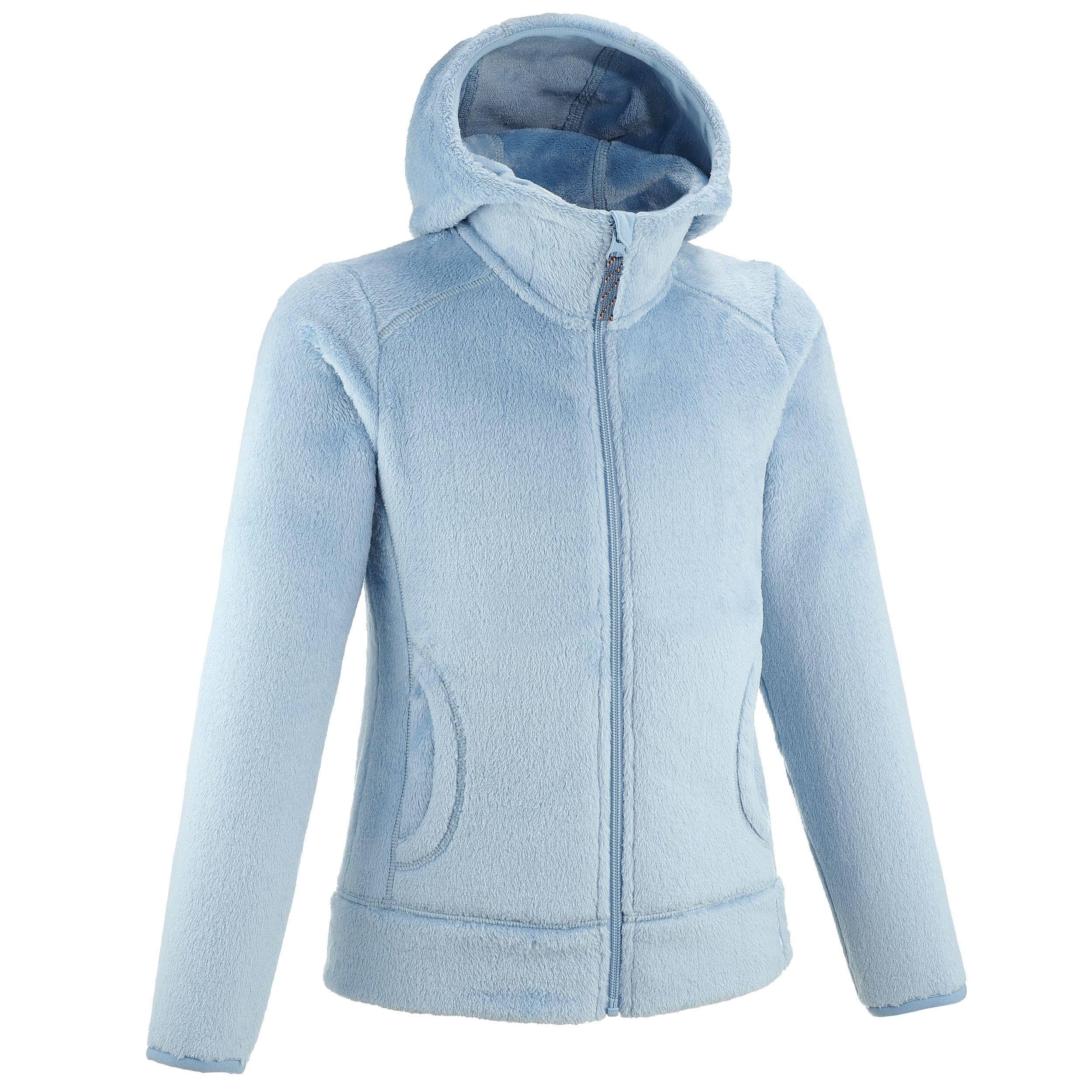 QUECHUA Detská hrejivá turistická fleecová mikina MH500 7-15 rokov modro-sivá modrá 280@10-11 r 141-148 cm-QUECHUA