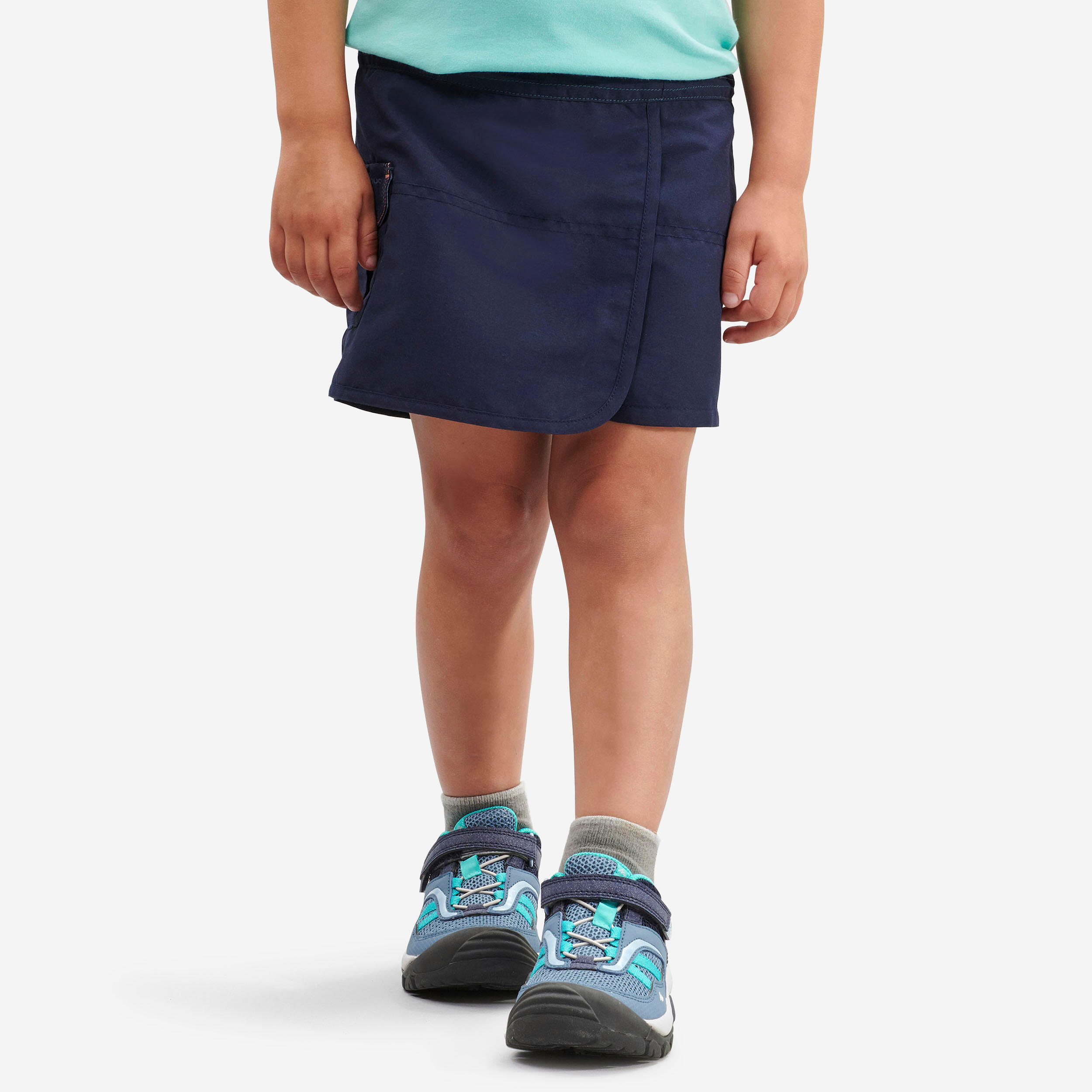 QUECHUA Detská šortková sukňa MH100 Kid na turistiku 2-6 rokov tmavomodrá 280@3-4 r 96-102 cm-QUECHUA