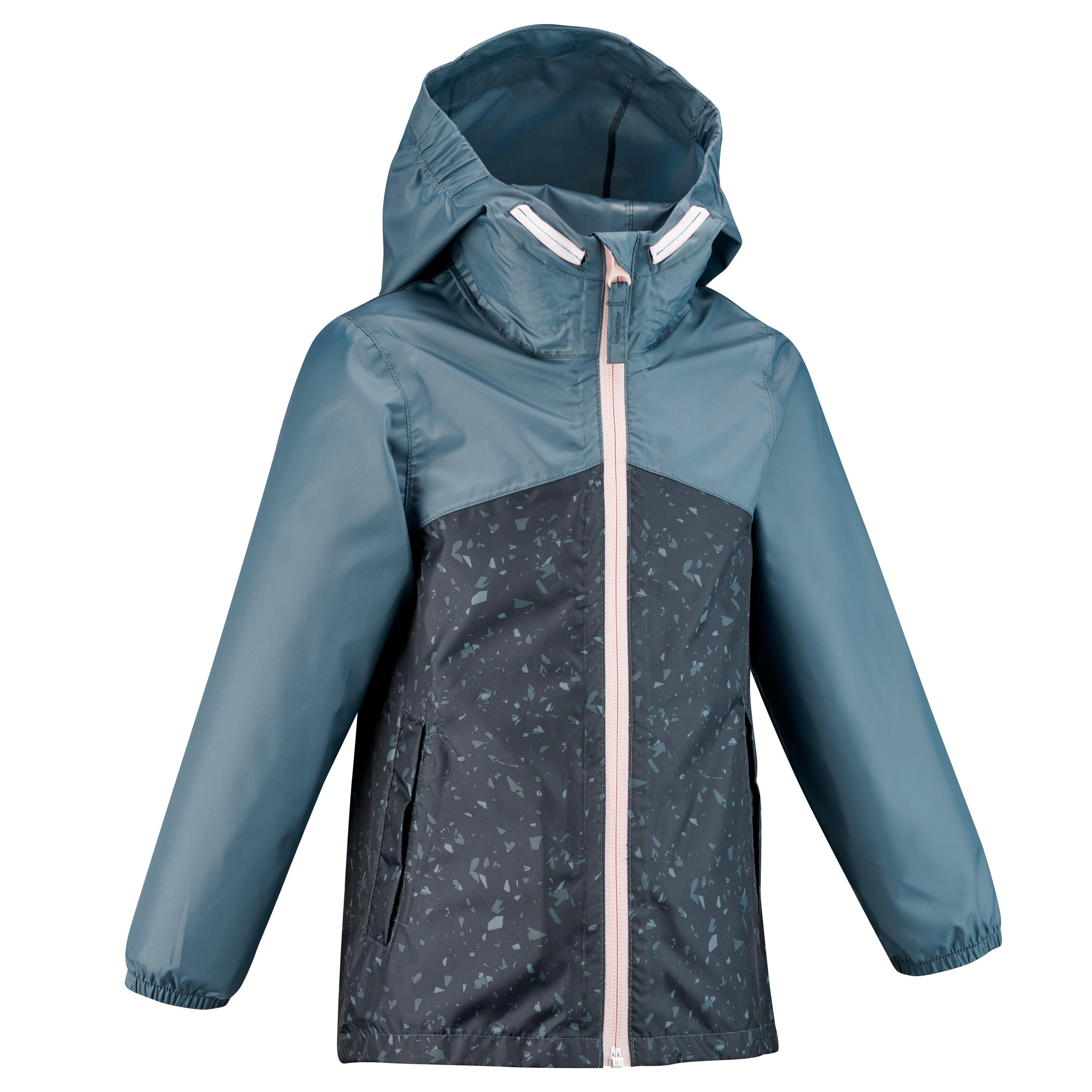 QUECHUA Detská turistická nepremokavá bunda MH100 na zips 2-6 rokov modrá 280@2-3 r 89-95 cm-QUECHUA