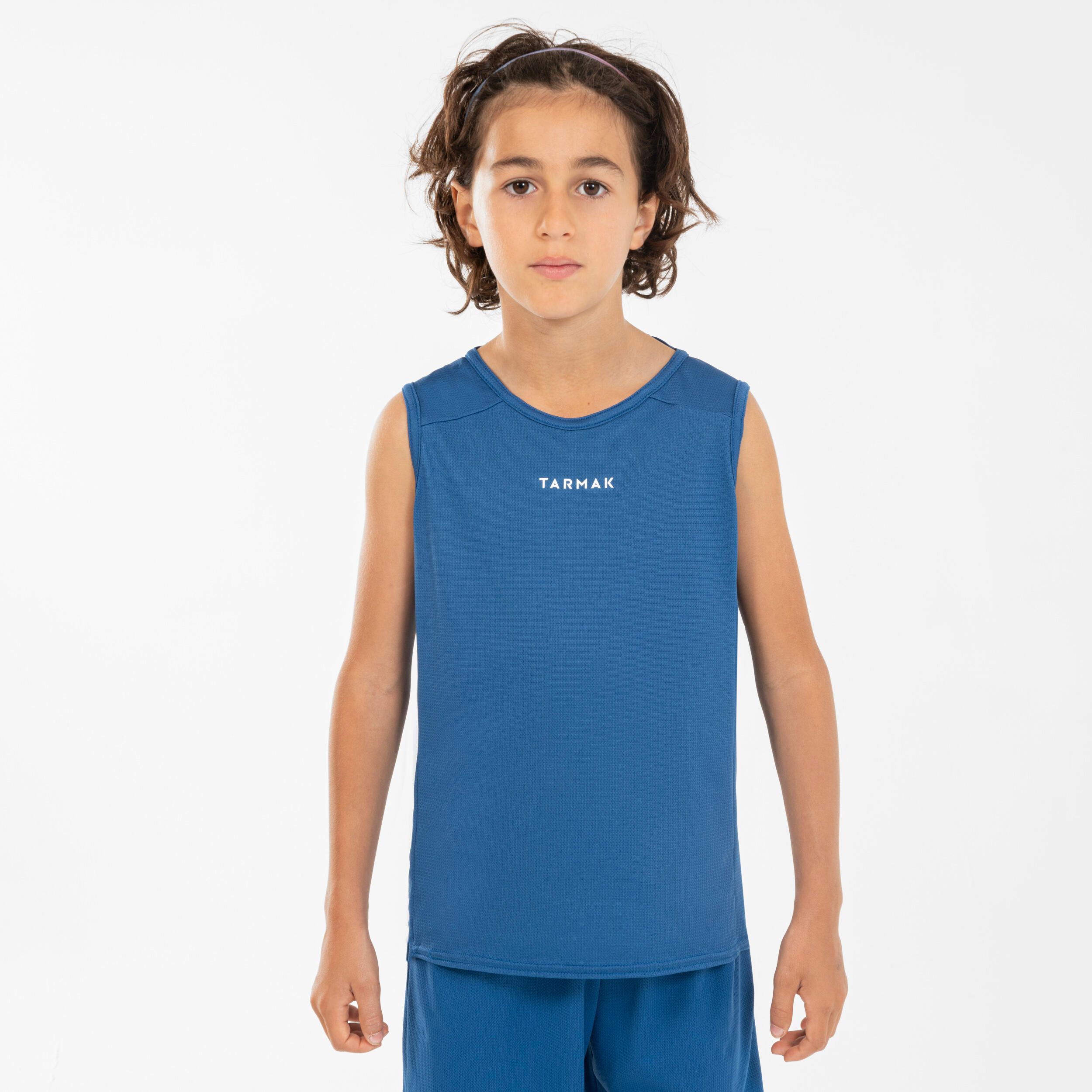 TARMAK Detské basketbalové tielko/tričko bez rukávov T100 modré 280@14-15 r 161-172 cm-TARMAK