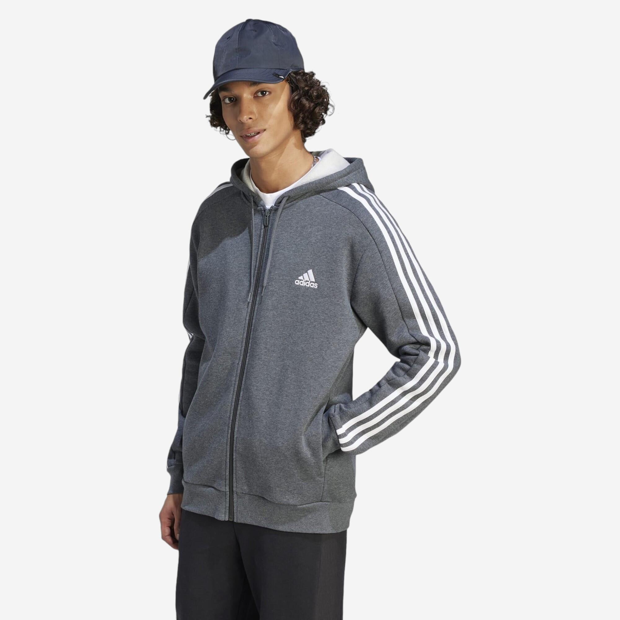 ADIDAS Pánska mikina na fitnes s kapucňou sivá šedá 349@M-ADIDAS