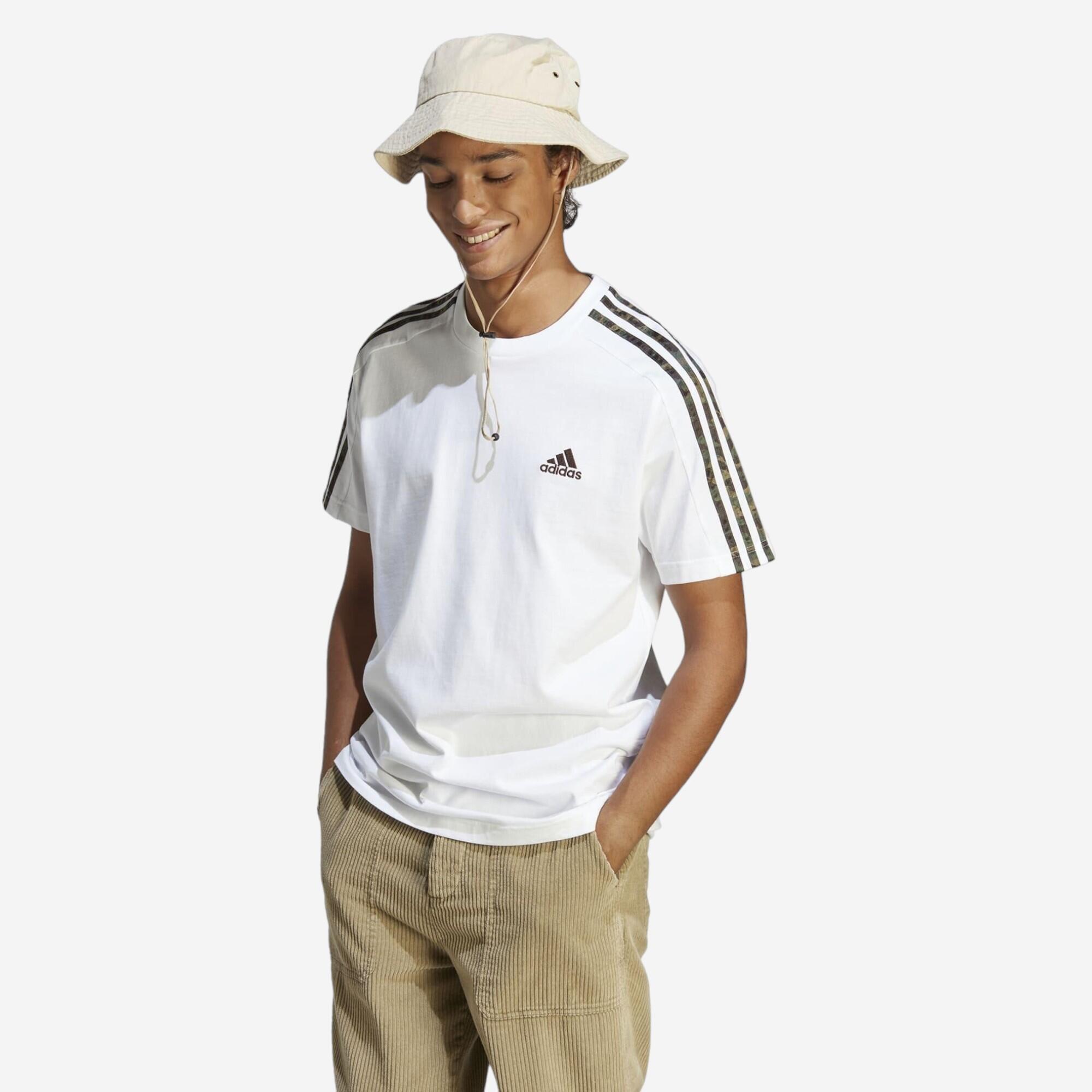 ADIDAS Pánske tričko na fitnes biele s 3 pásikmi biela 349@M-ADIDAS