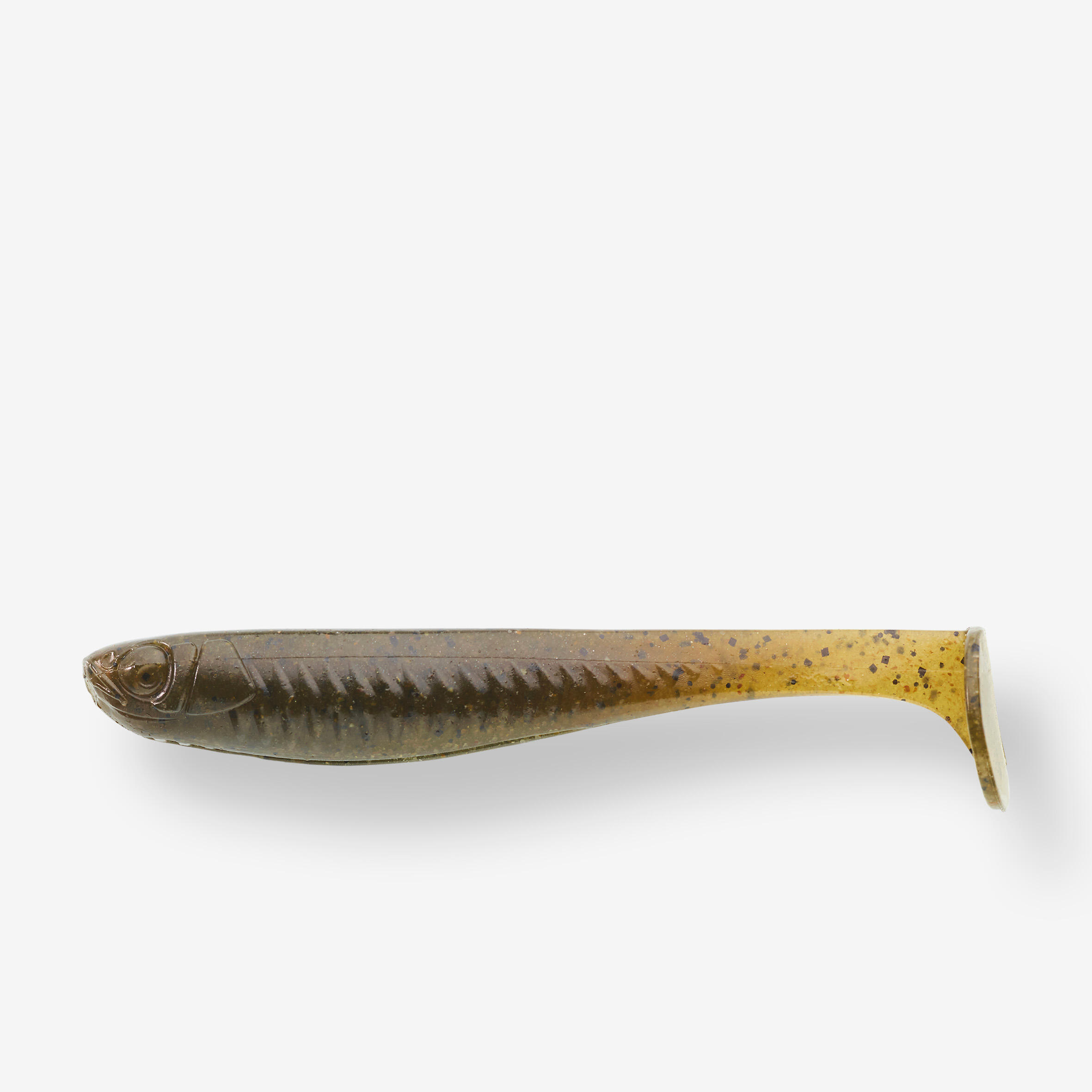 CAPERLAN Mäkká umelá nástraha Yubari Fat shad s atraktantom Green Pumpkin Black Flakes zelená 1549@7