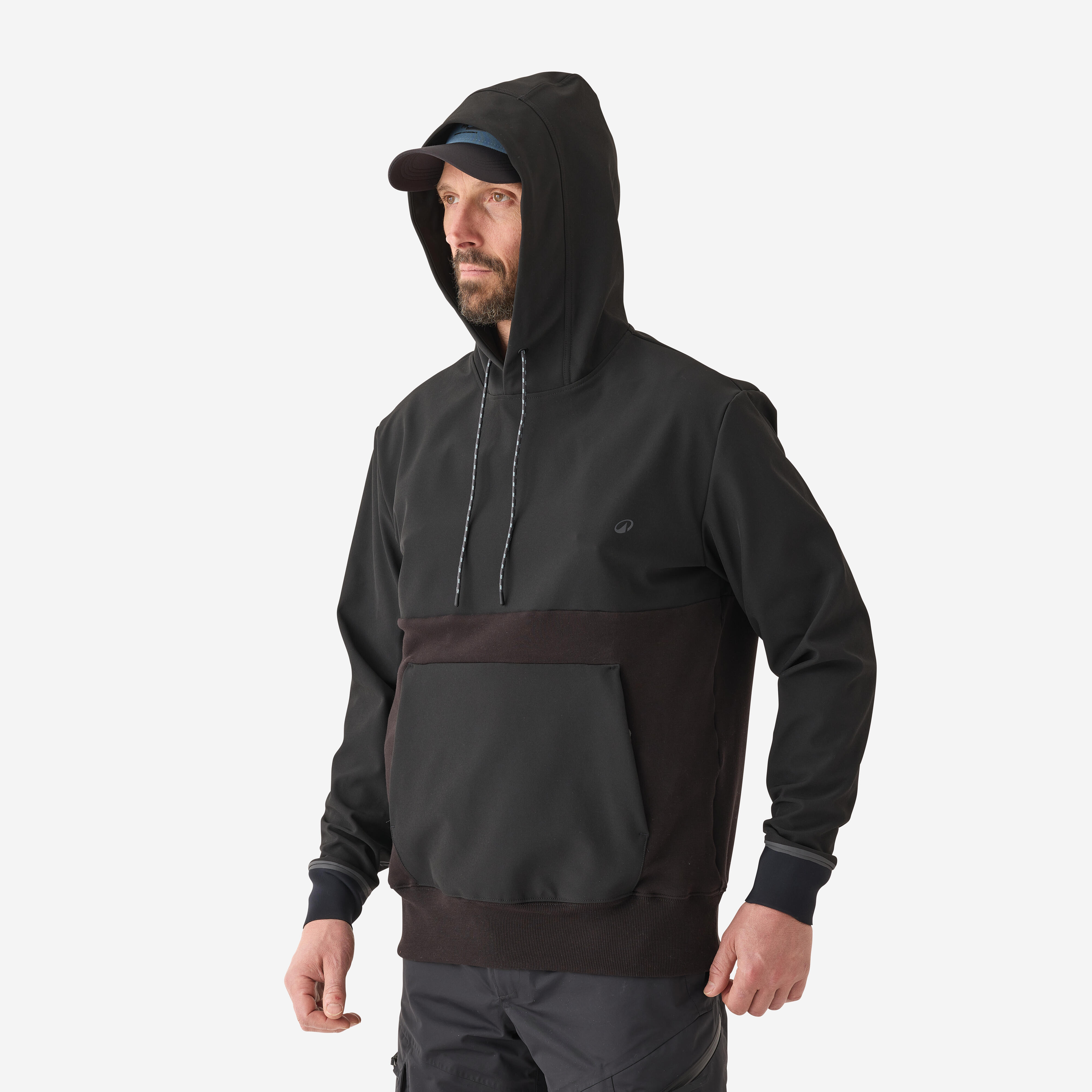 CAPERLAN Rybárska mikina s kapucňou 500 Softshell čierna 349@L-CAPERLAN