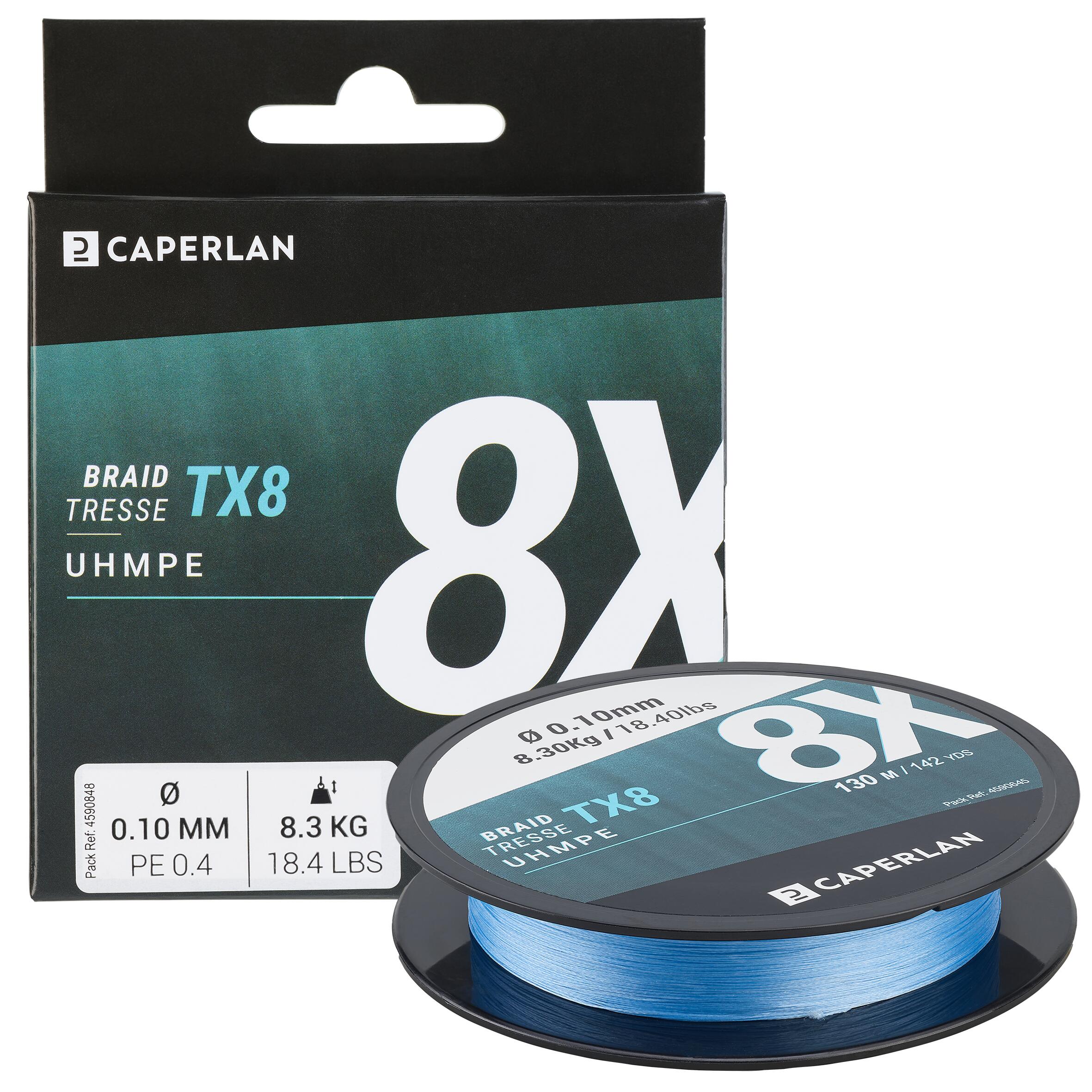 CAPERLAN Spletaná šnúra na prívlač TX8 modrá 130 m modrá 127@25_SLASH_100-CAPERLAN