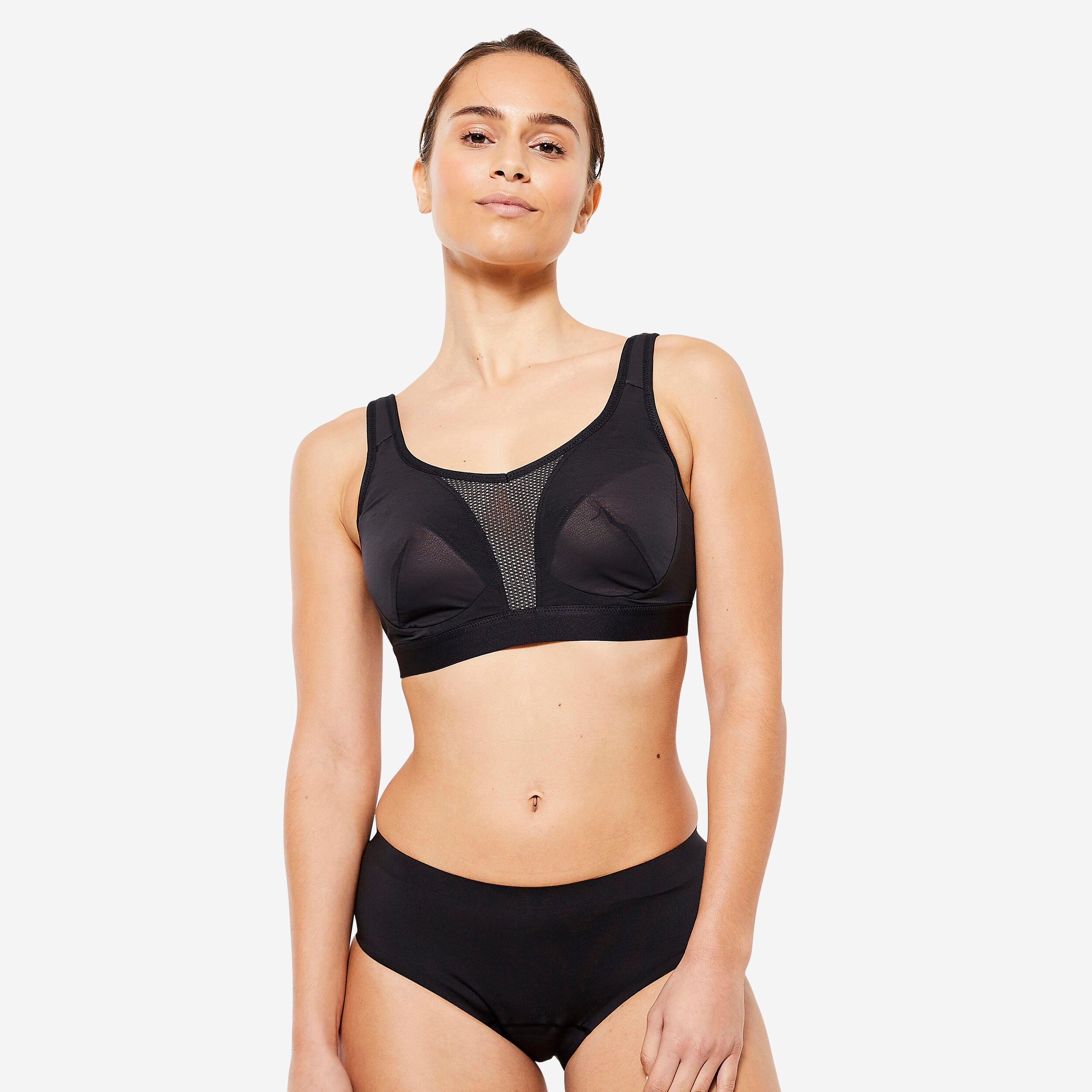 DECATHLON Dámska podprsenka s prekrížiteľnými ramienkami čierna 946@L CD-DECATHLON