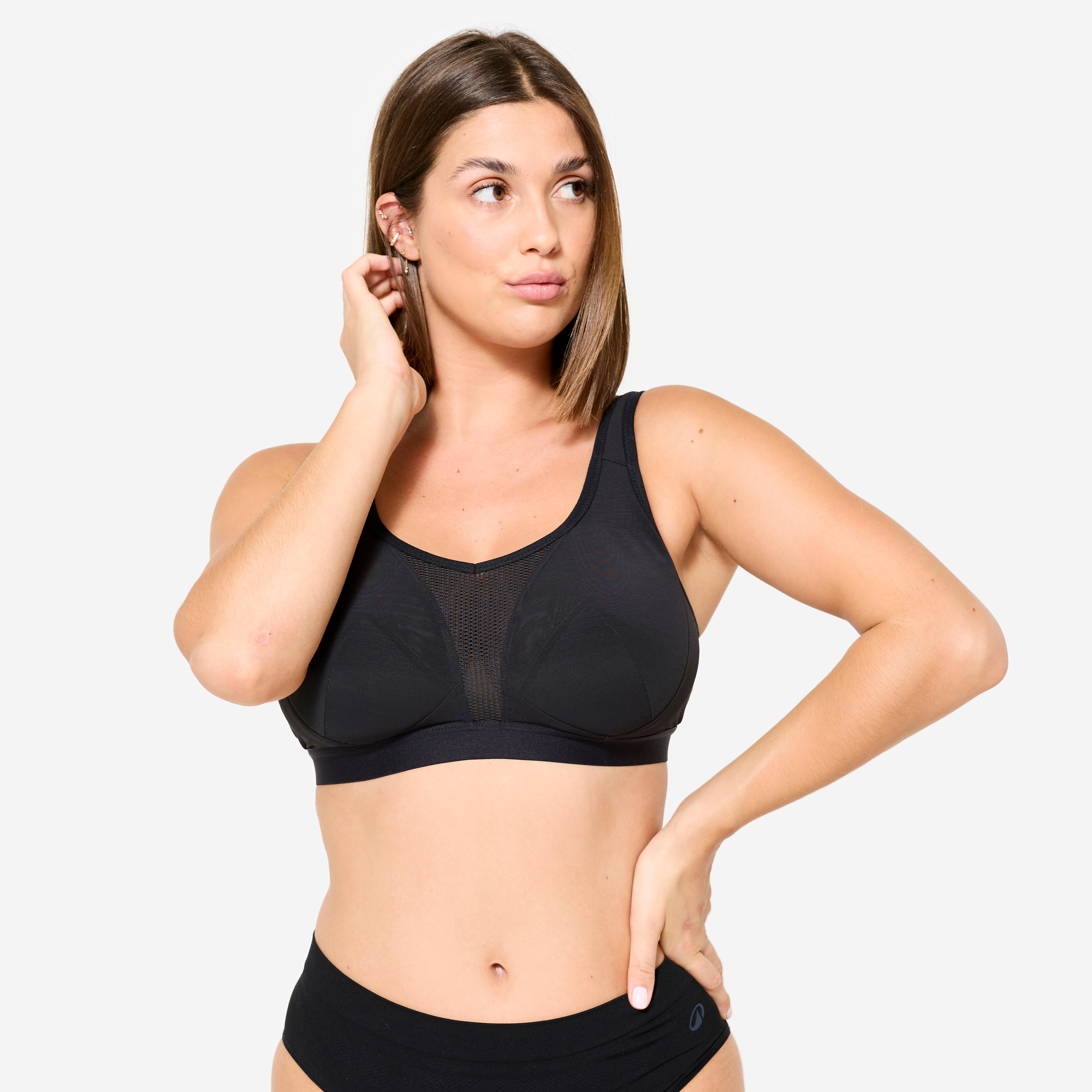 DECATHLON Dámska podprsenka s prekrížiteľnými ramienkami čierna 946@M CD-DECATHLON