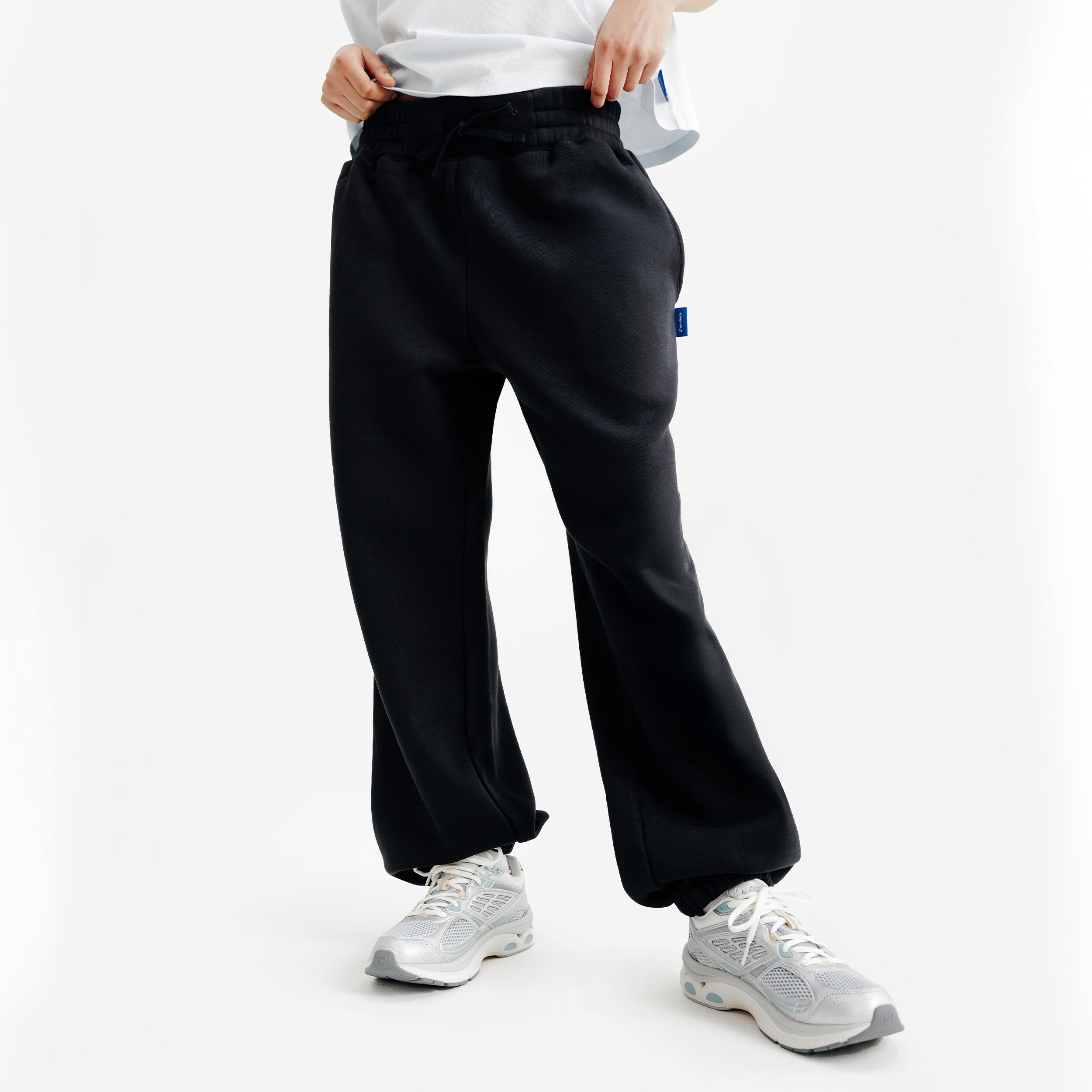 DECATHLON Dámske oversize tepláky čierne 343@L-DECATHLON