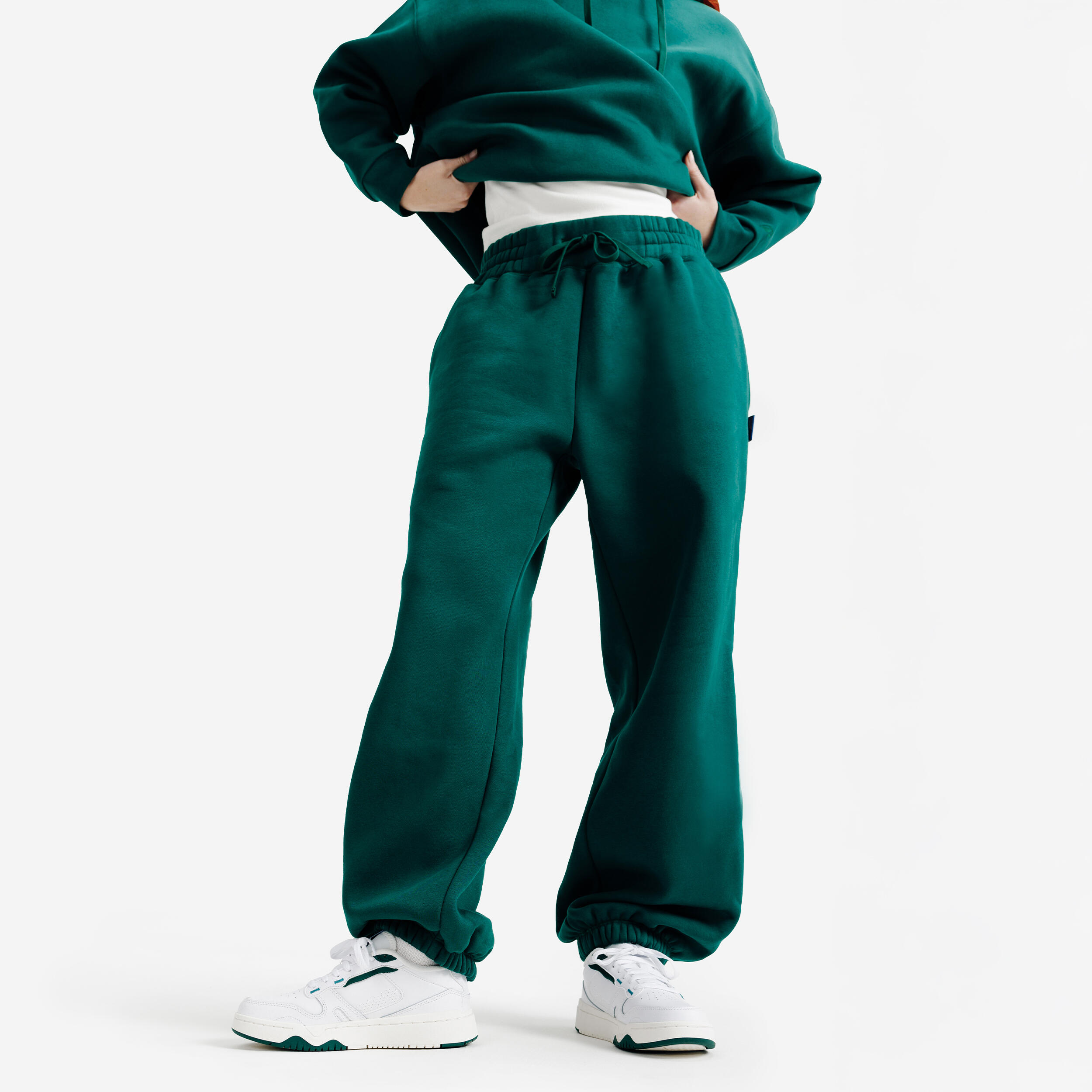 DECATHLON Dámske oversize tepláky zelené zelená 343@L-DECATHLON