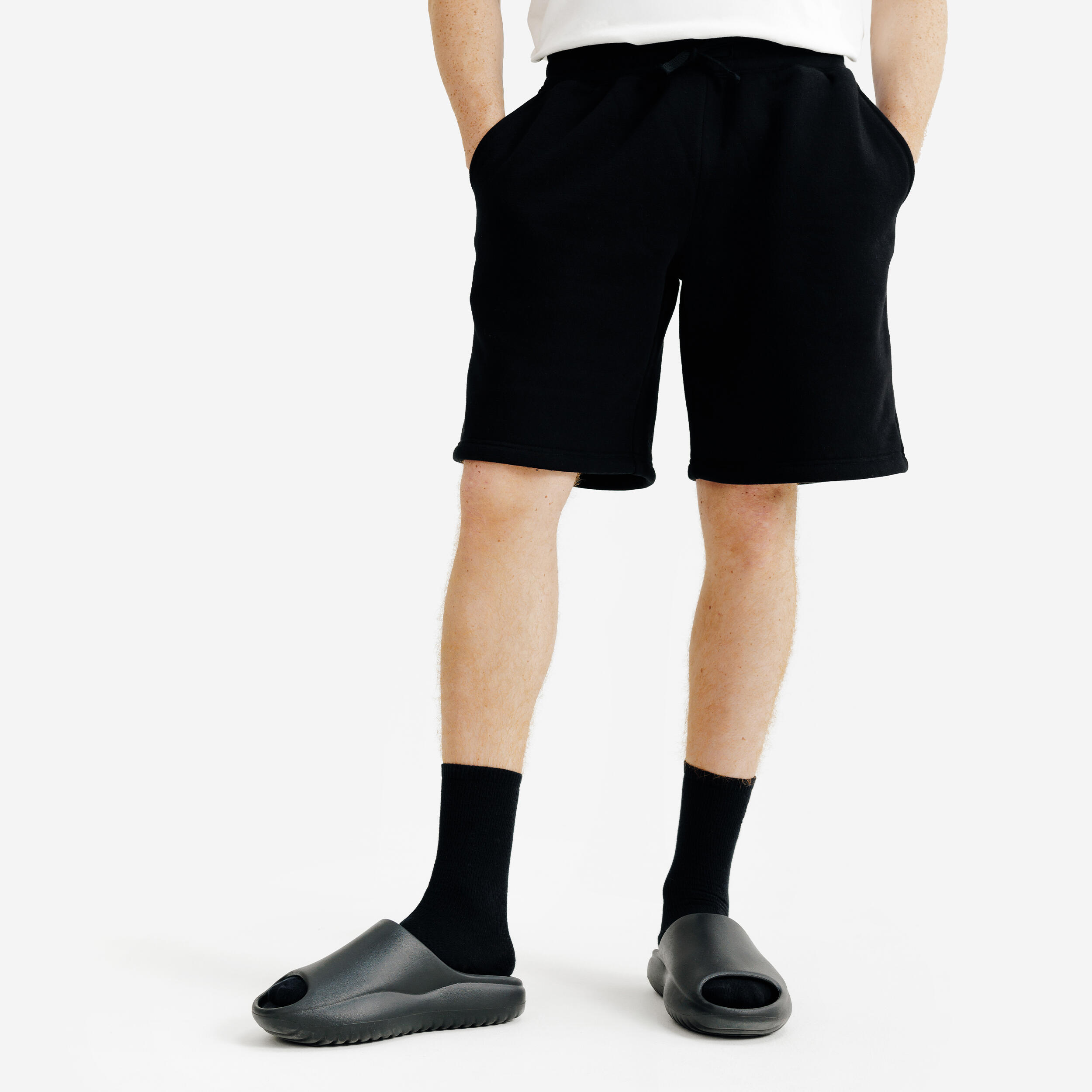 DECATHLON Fleecové šortky unisex čierne 340@S-DECATHLON