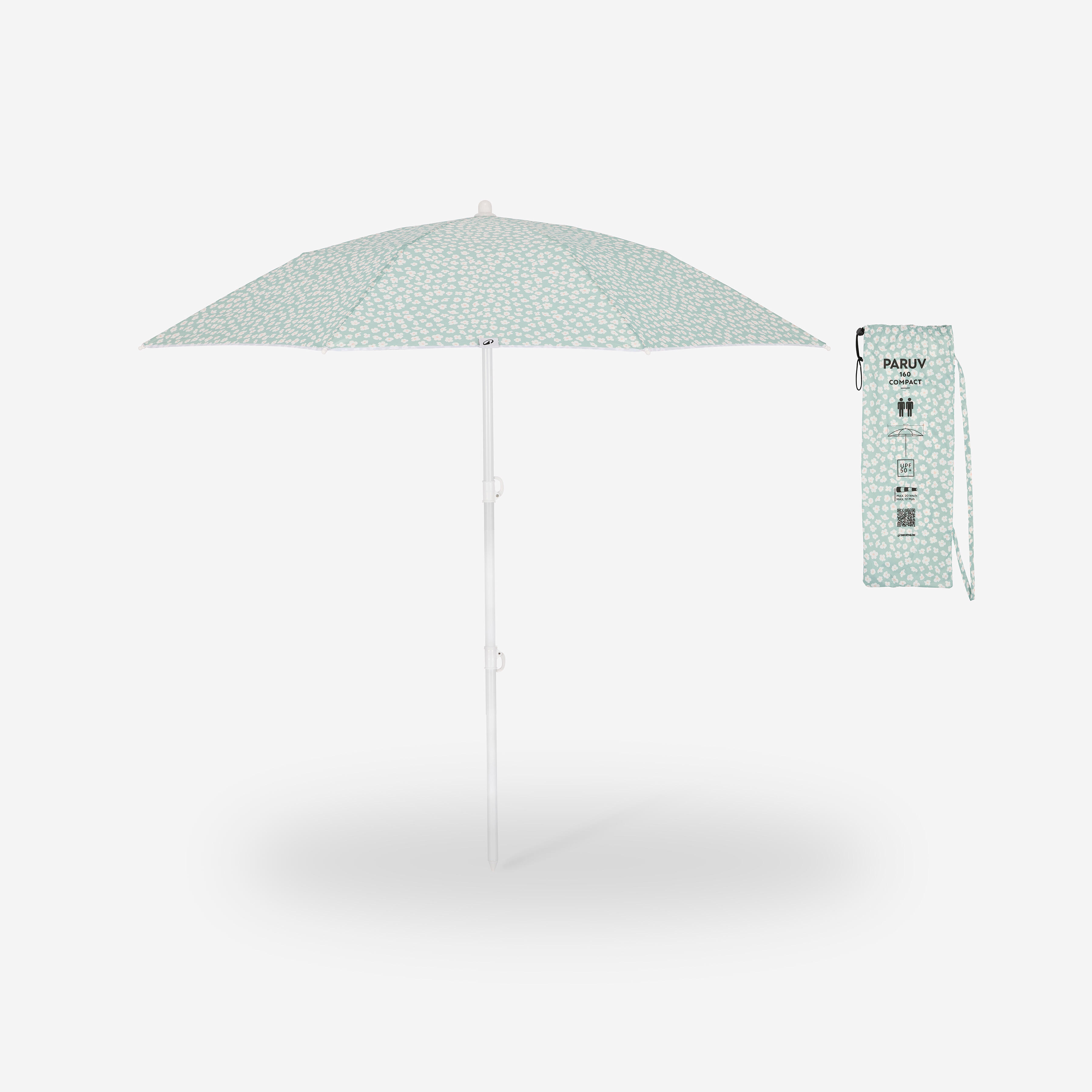 DECATHLON Plážový slnečník PARUV Compact Liberty Ø160 UPF 50+ zelená-DECATHLON