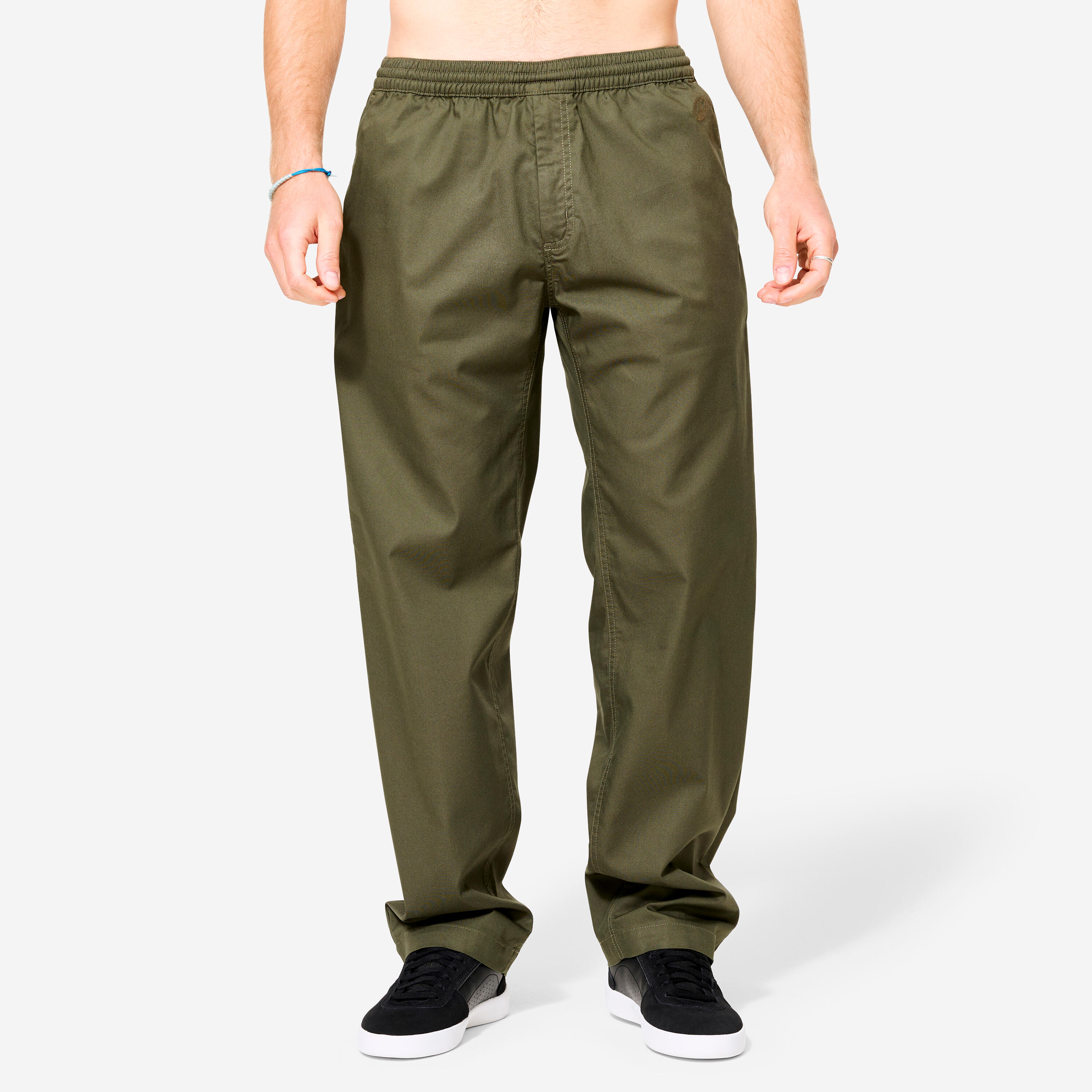 DECATHLON Skateboardové nohavice chino N500 Light kaki zelená 340@S-DECATHLON