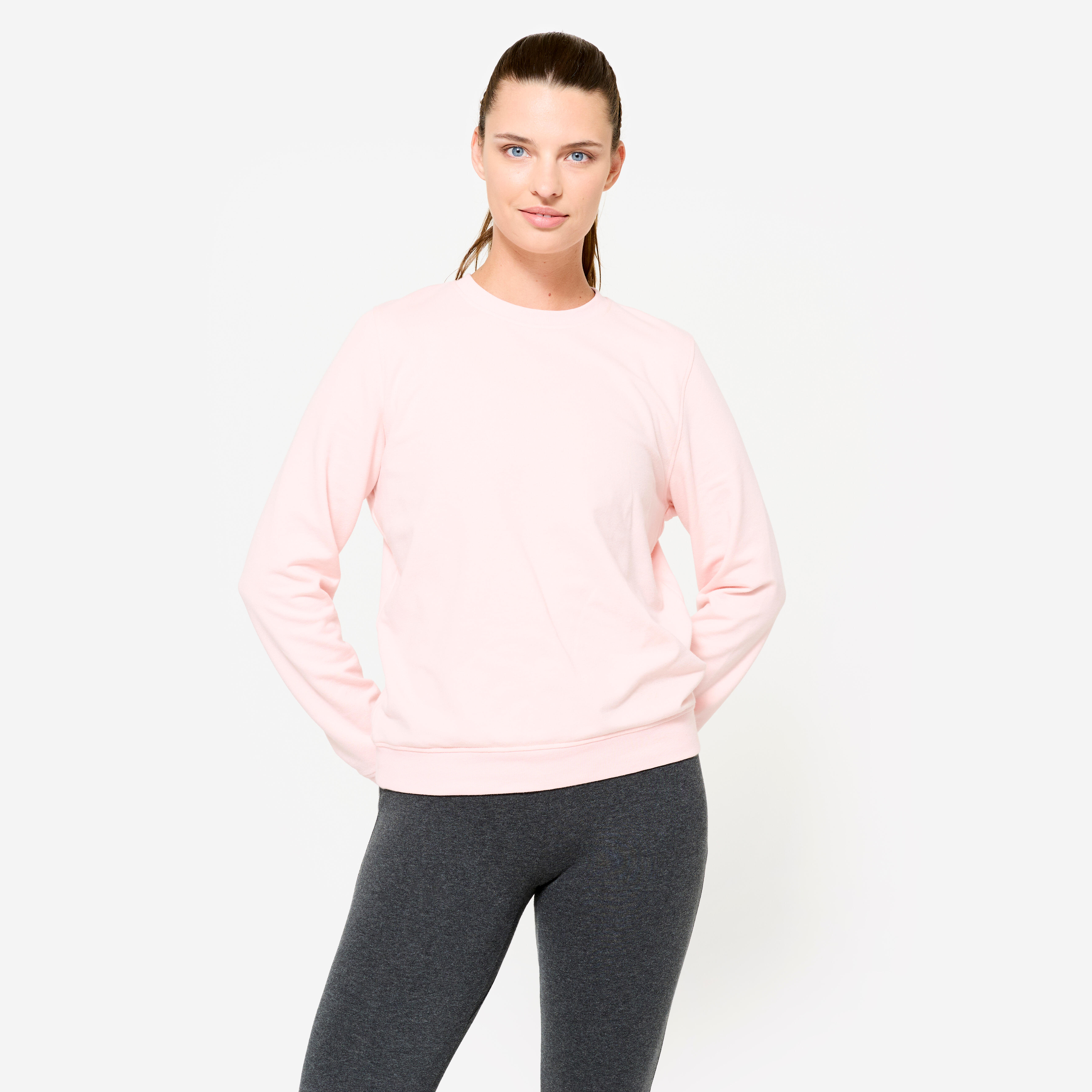 DOMYOS Dámska fitness mikina bledoružová ružová 1387@XS-DOMYOS