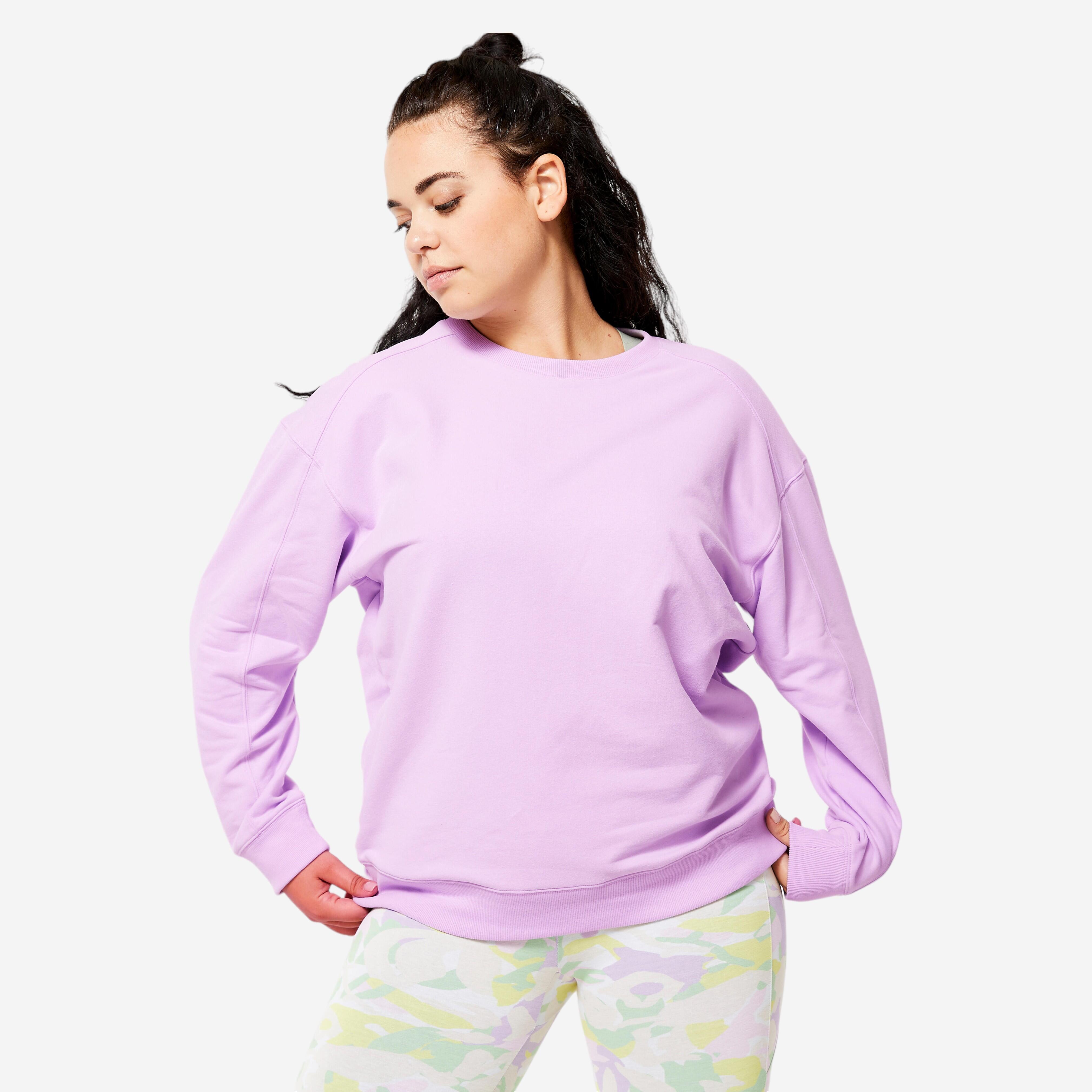 DOMYOS Dámska oversize mikina fialová fialová 875@3XL-DOMYOS