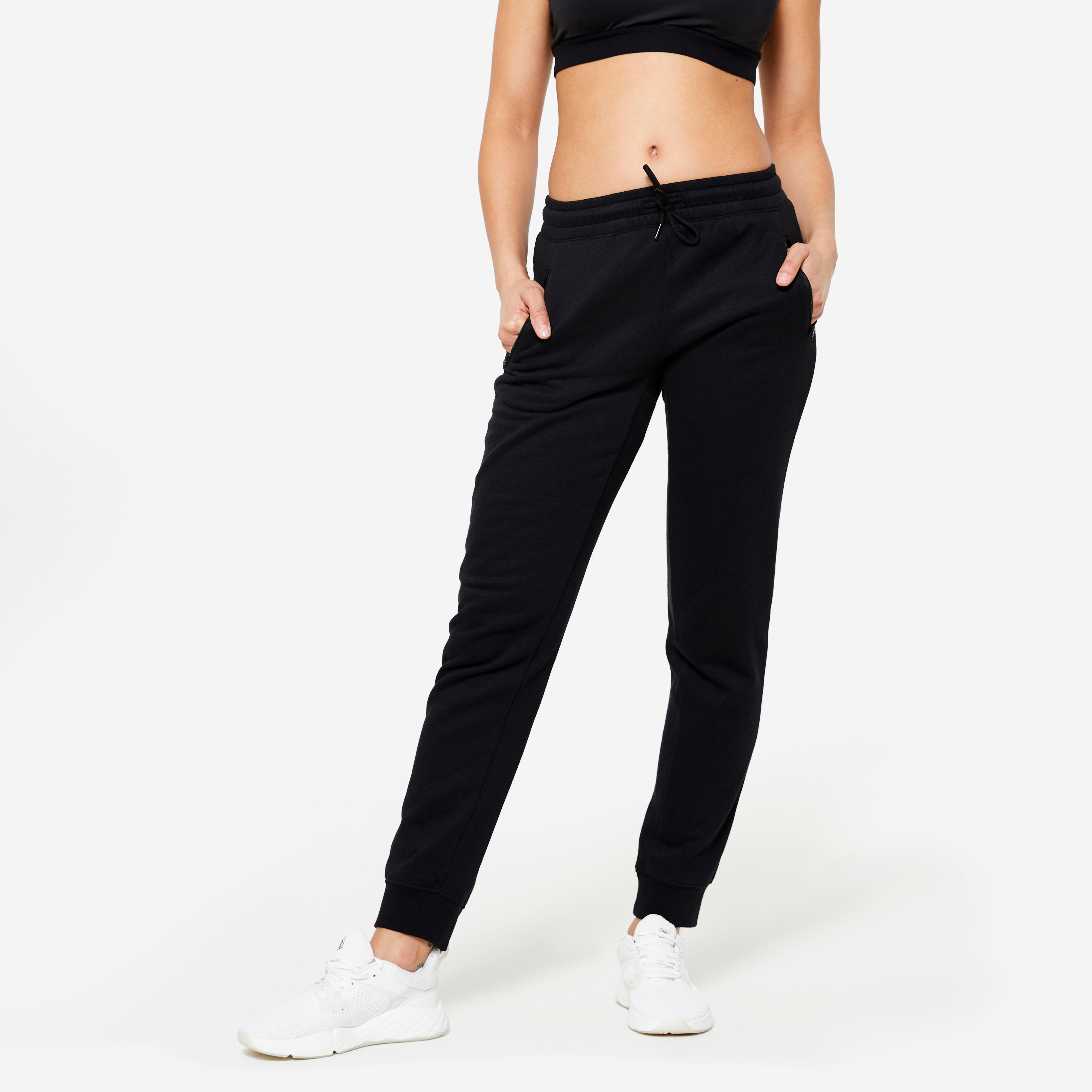 DOMYOS Dámske bežecké nohavice so slim strihom – čierne 343@2XL W38 L31-DOMYOS