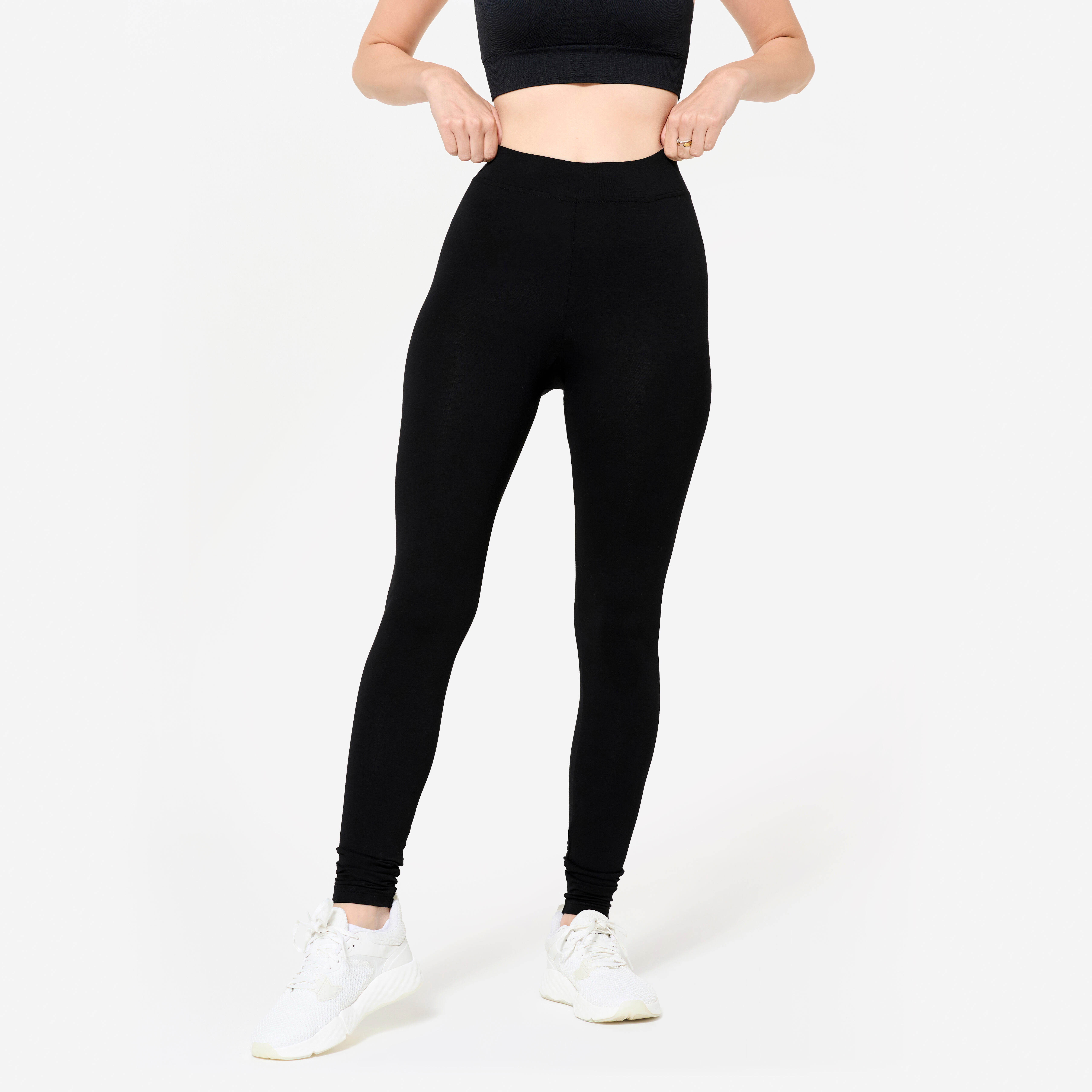 DOMYOS Dámske fitness legíny slim čierne 343@2XL W39 L31-DOMYOS