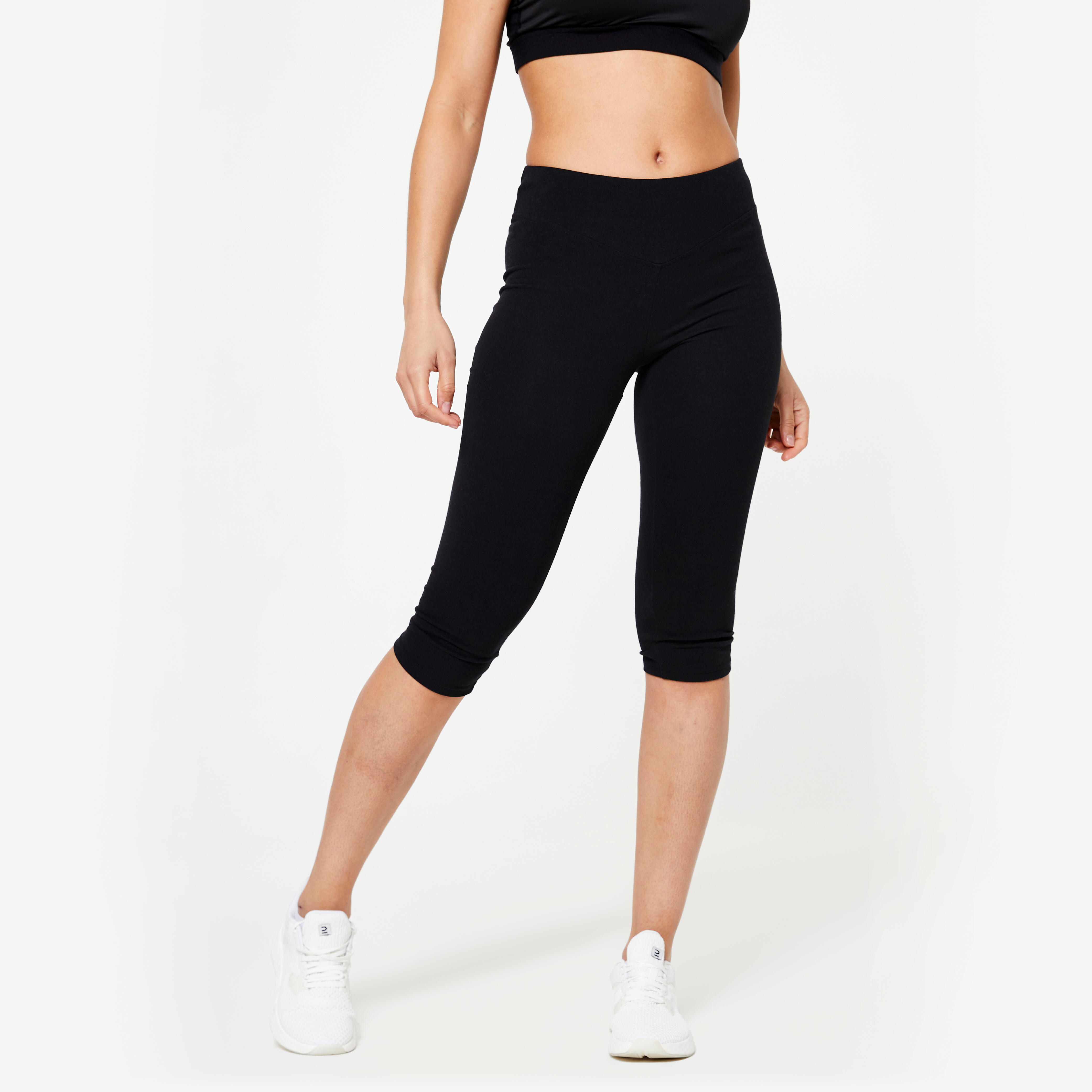 DOMYOS Dámske legíny slim na cvičenie – ultra čierne 343@3XL W43 L31-DOMYOS