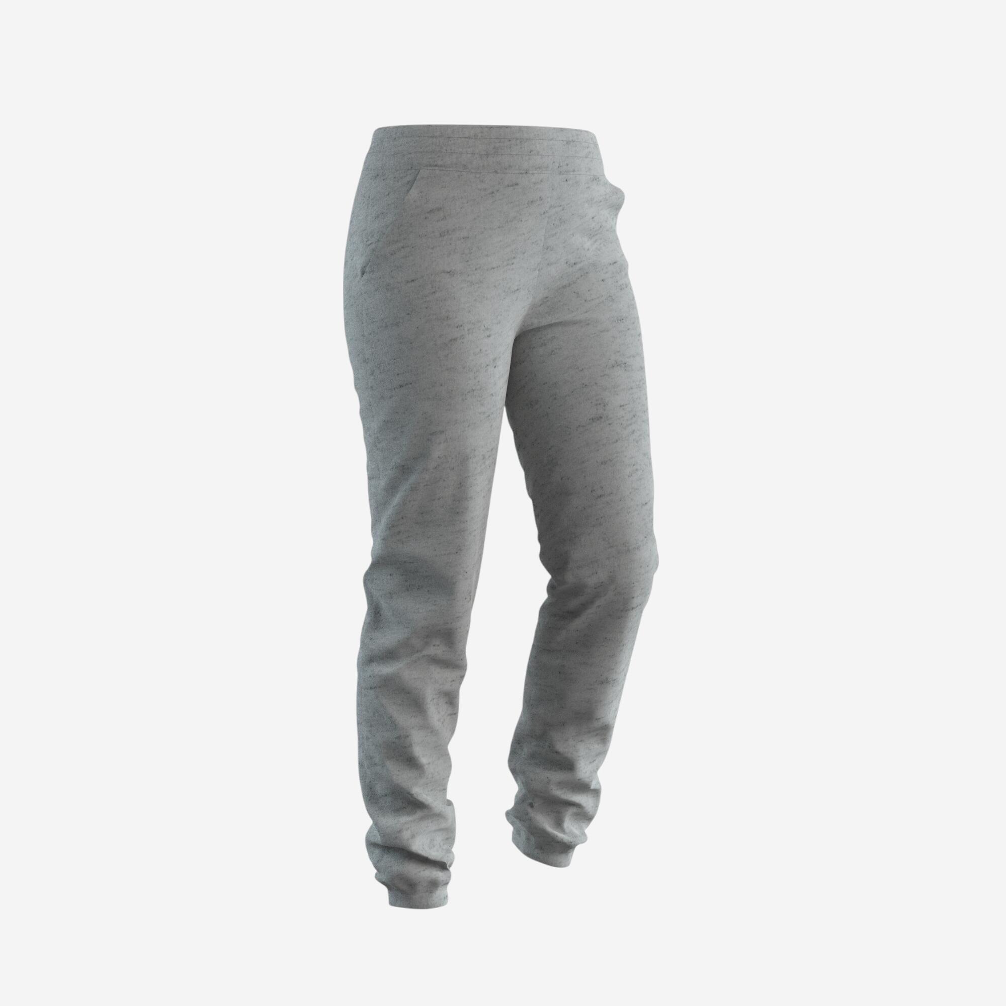 DOMYOS Dámske nohavice 500 Slim na fitnes svetlosivé šedá 343@M W30 L31-DOMYOS