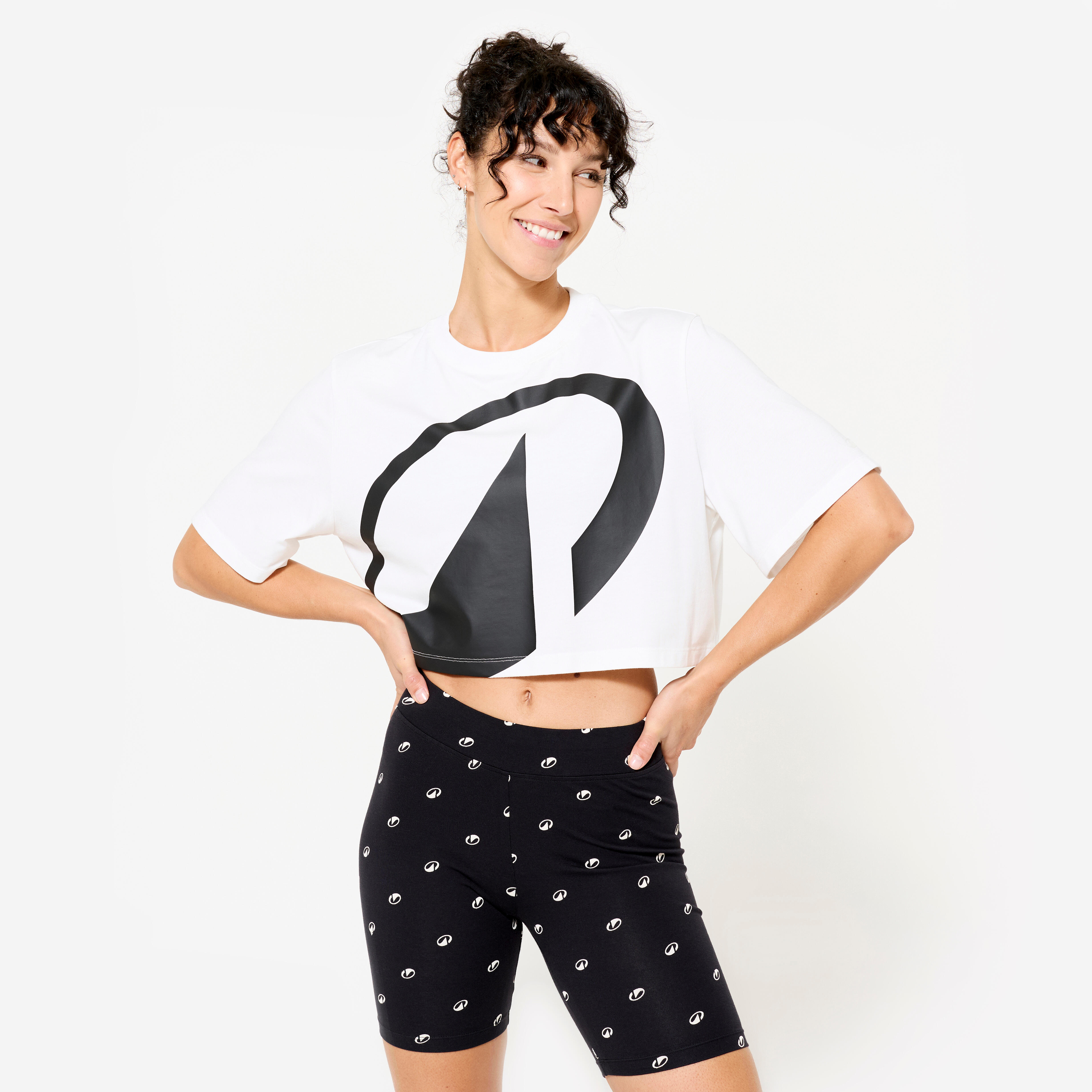 DOMYOS Dámsky crop top biely 1387@L-DOMYOS