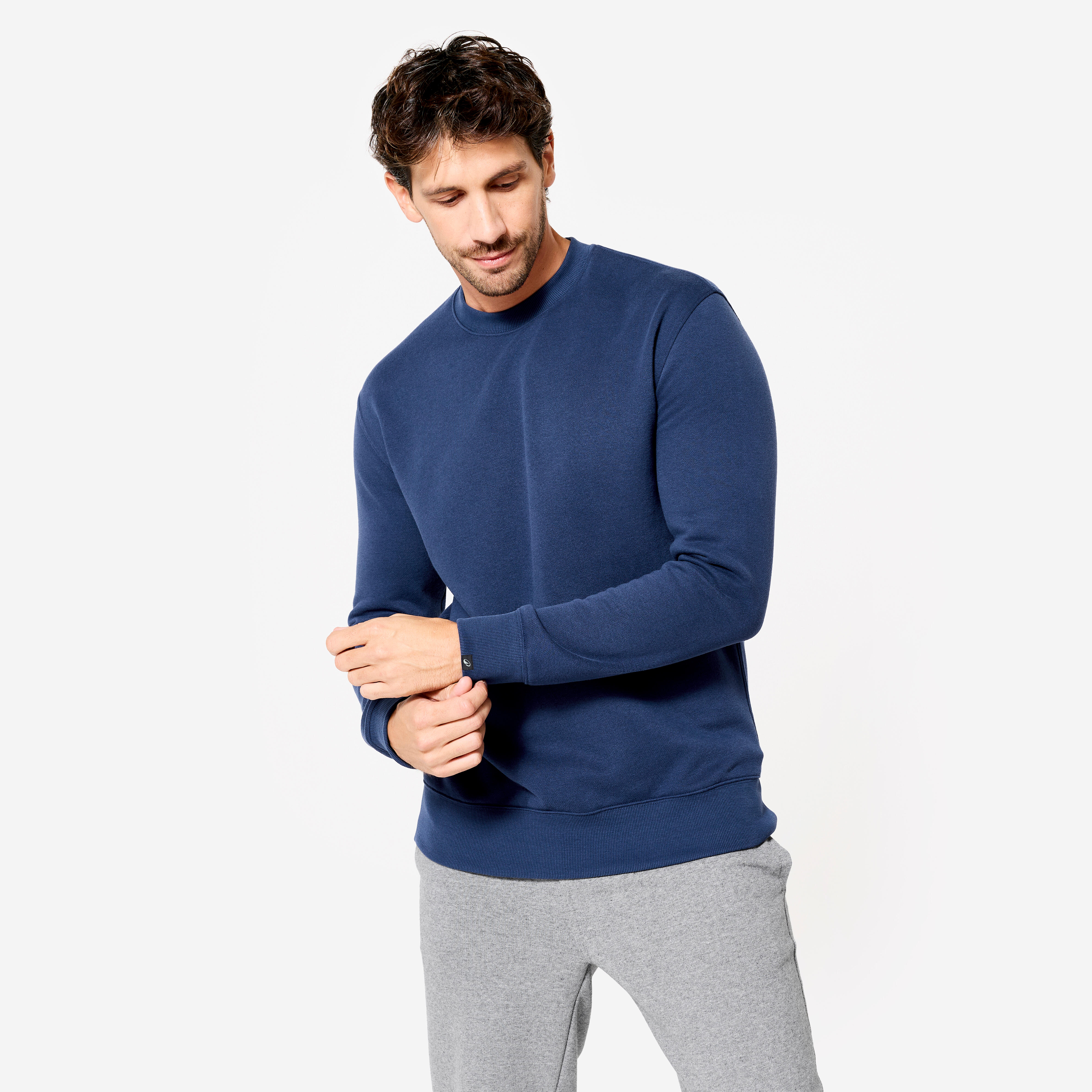 DOMYOS Pánska fleecová mikina – námorná modrá 349@2XL-DOMYOS