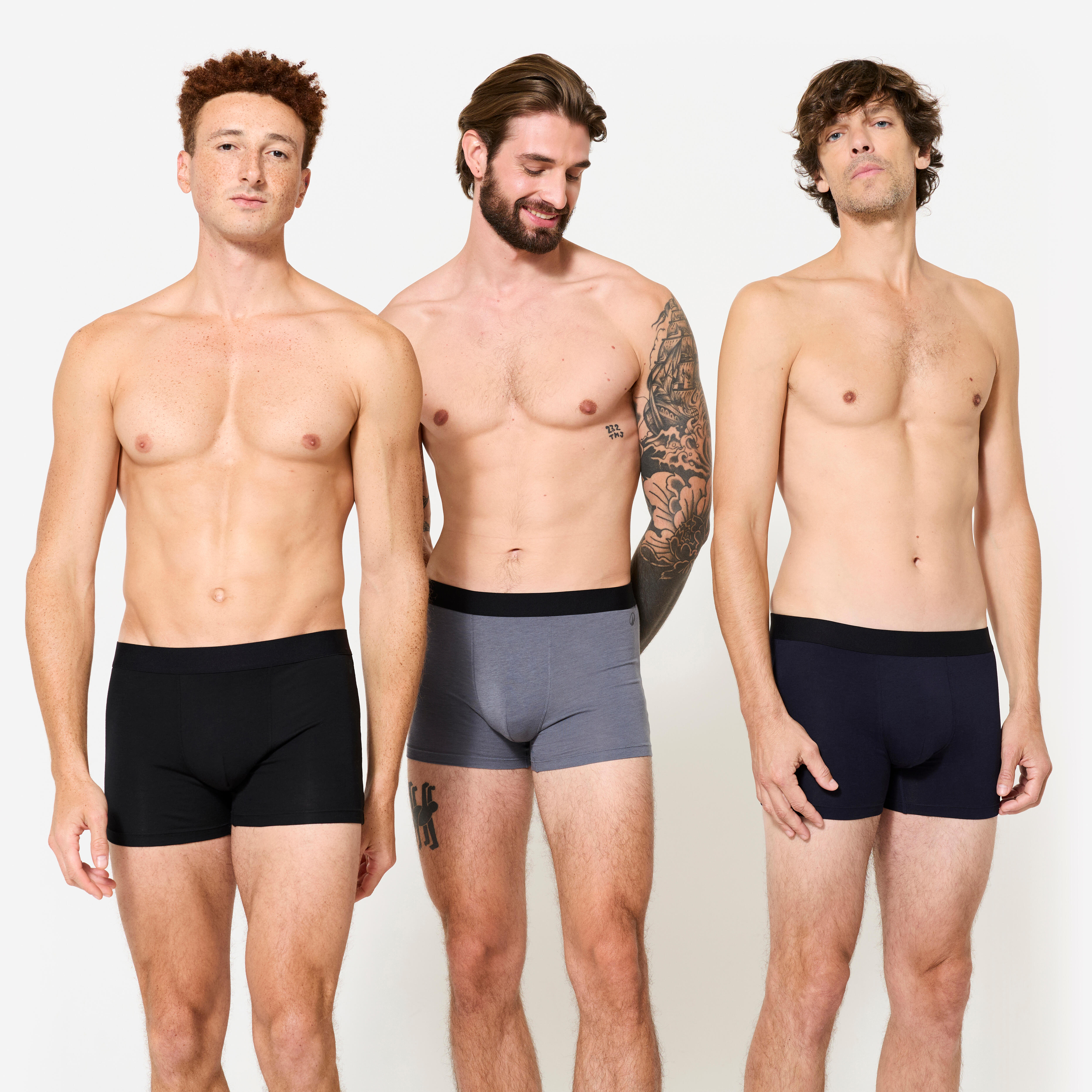 DOMYOS Pánske bavlnené boxerky čierno-sivo-modré 3 ks čierna 340@3XL-DOMYOS