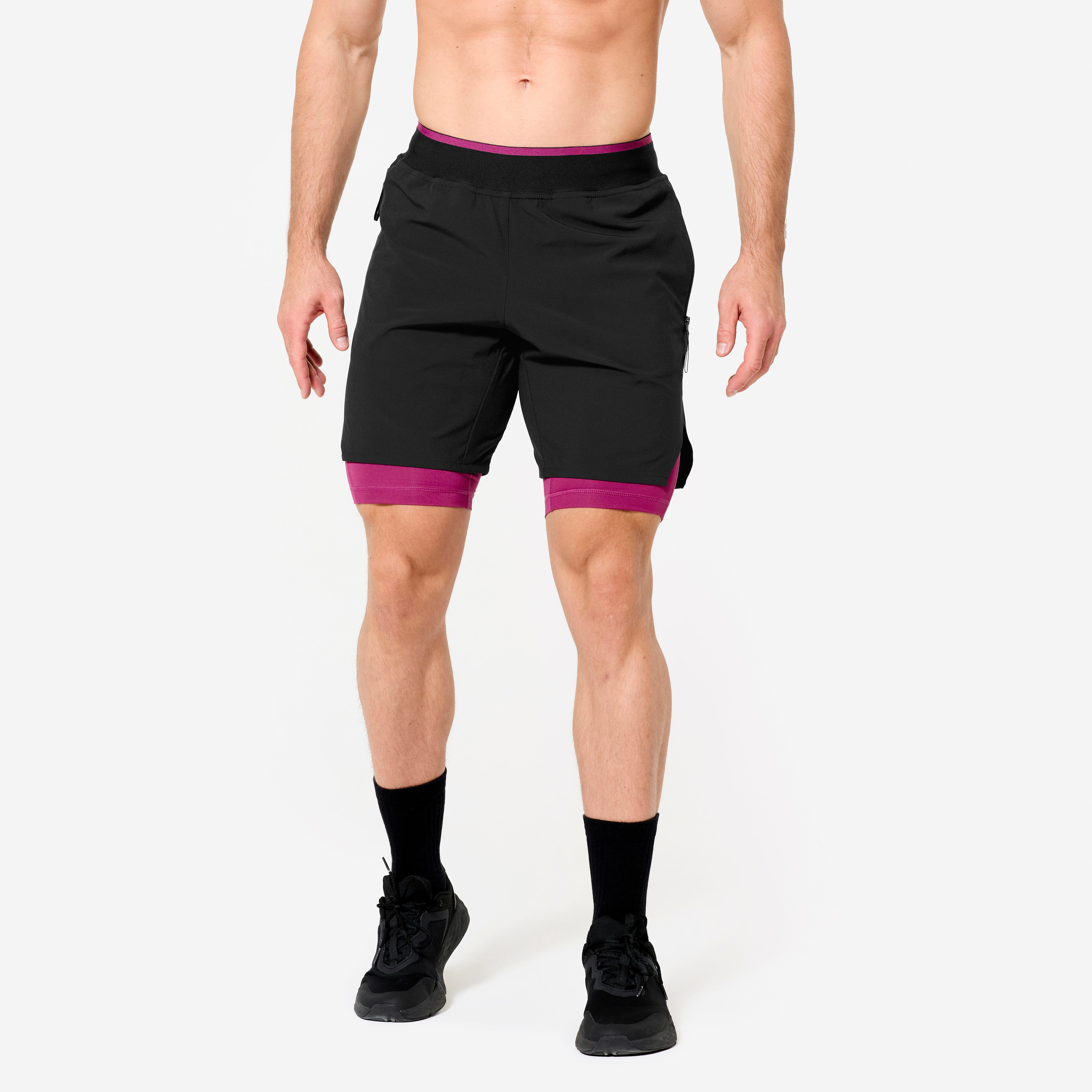 DOMYOS Pánske fitness šortky 900 Performance Celliant sivé čierna 340@L-DOMYOS