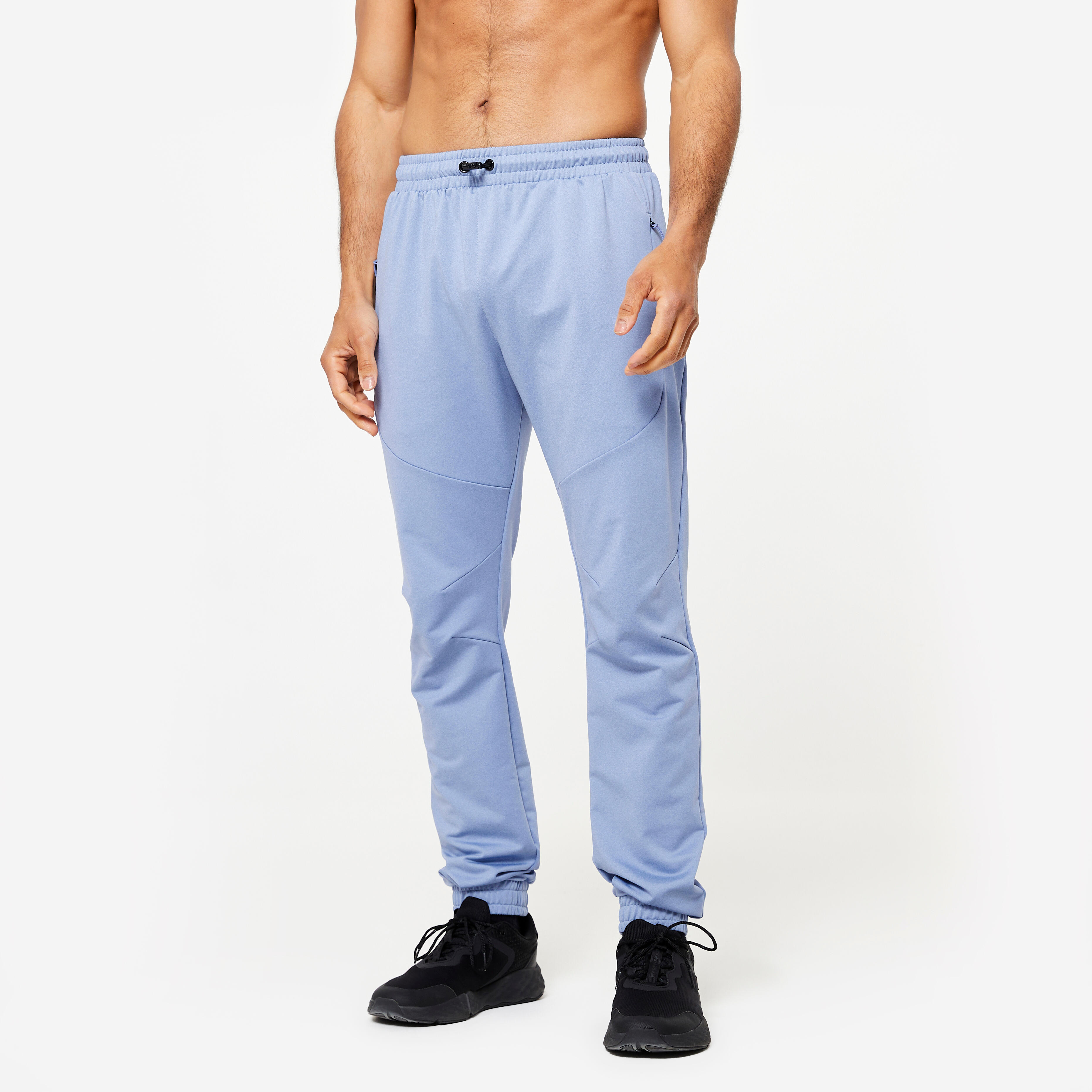 DOMYOS Pánske fitness tepláky strečové modré 340@S W30 L33-DOMYOS