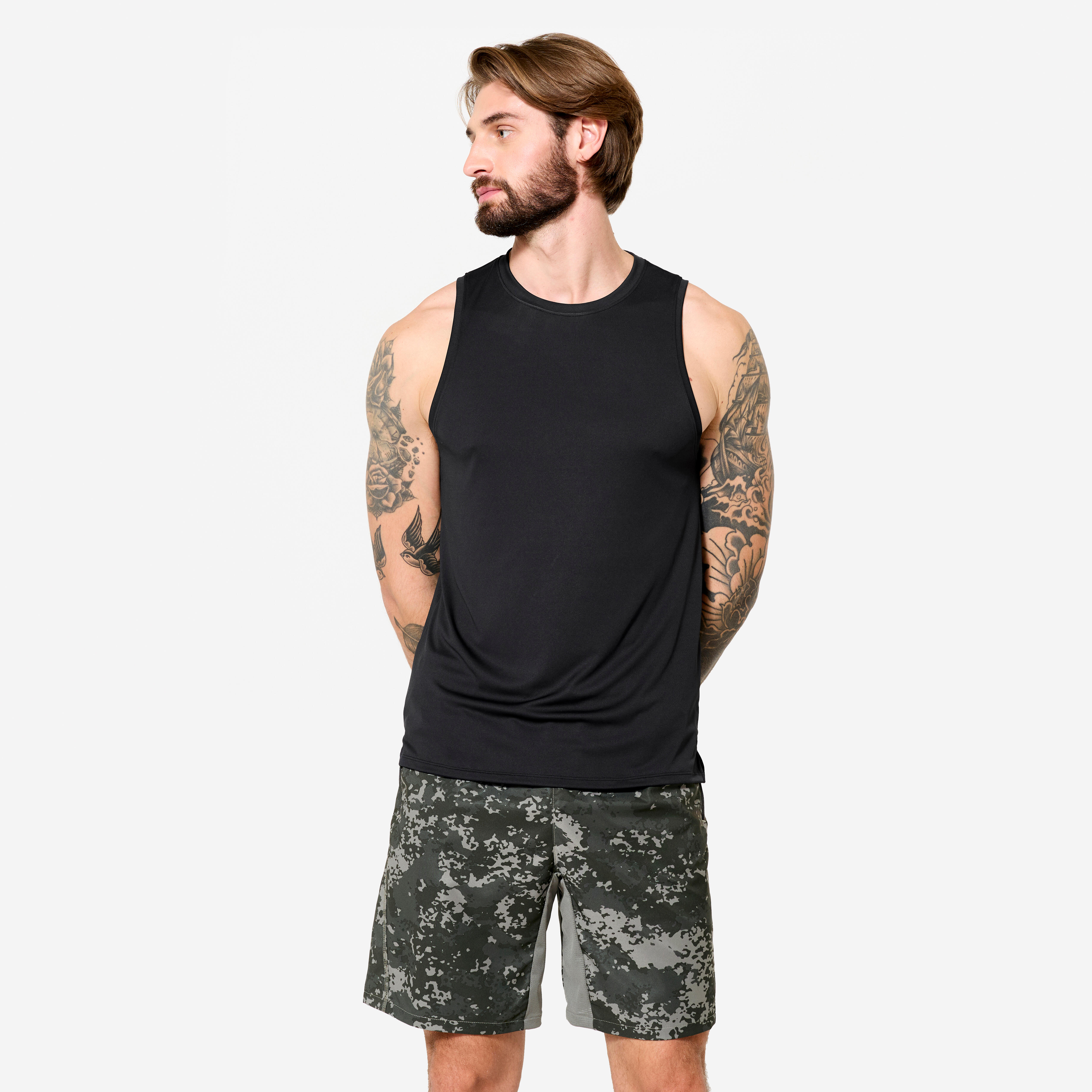 DOMYOS Pánske priedušné fitness tielko čierne 349@2XL-DOMYOS