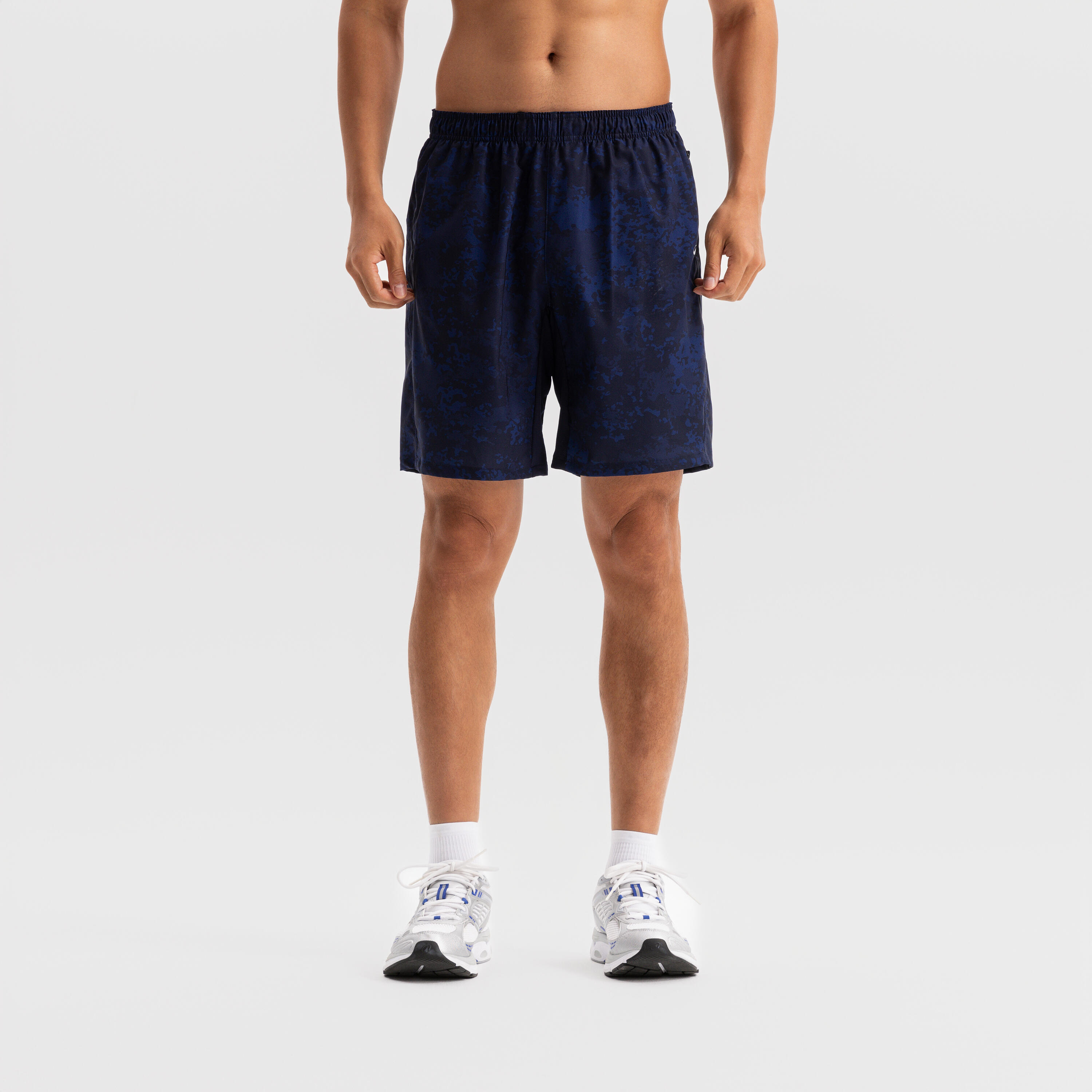 DOMYOS Pánske rýchloschnúce fitness šortky 120 modré 340@L-DOMYOS